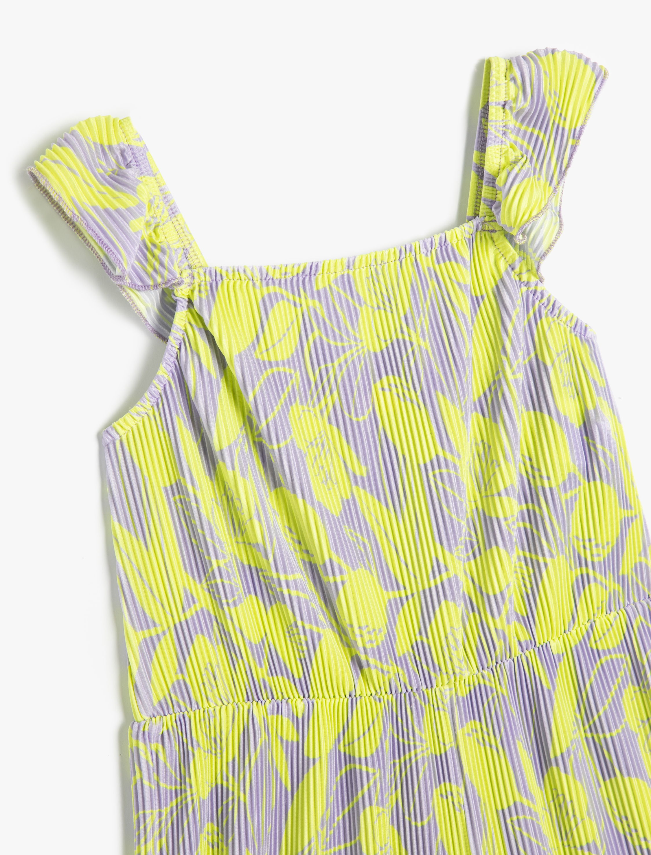  Kız Çocuk Tulum Tam Boy Bol Paça Askılı Fırfır Detaylı Baskılı