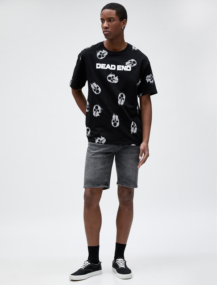  Bermuda Kot Şort Düğmeli Cep Detaylı Pamuklu