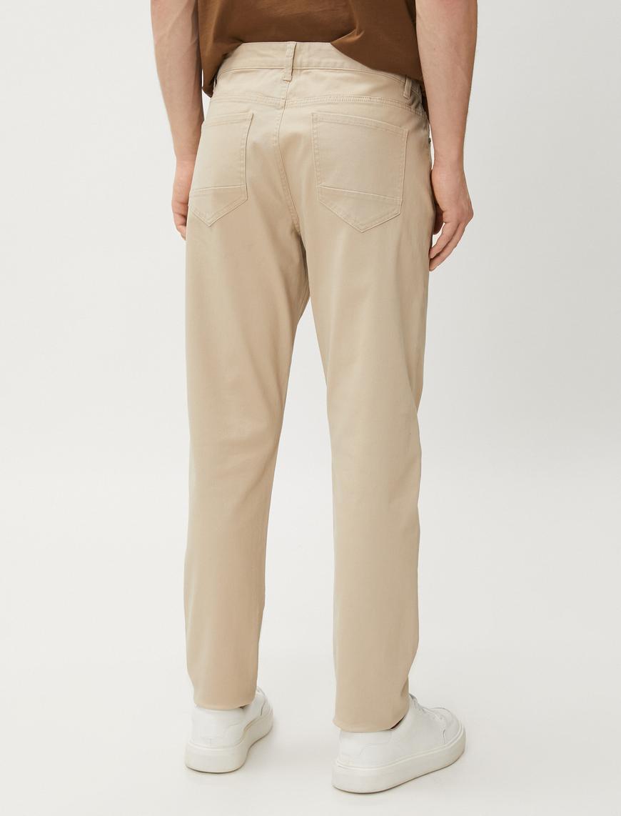   Basic Gabardin Pantolon Beş Cepli Düz Kesim Düğmeli Pamuklu