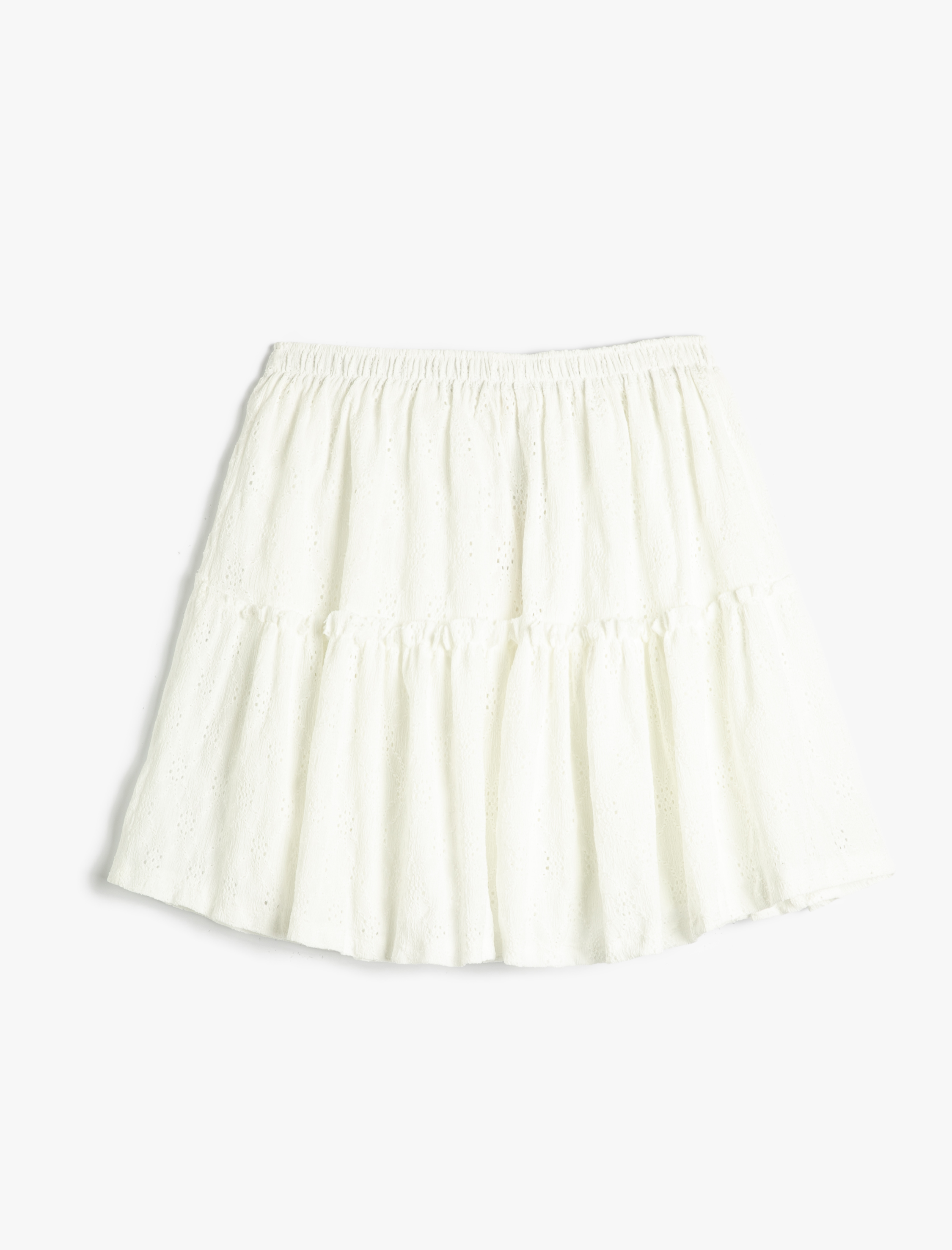   Katlı Mini Etek Beli Lastikli