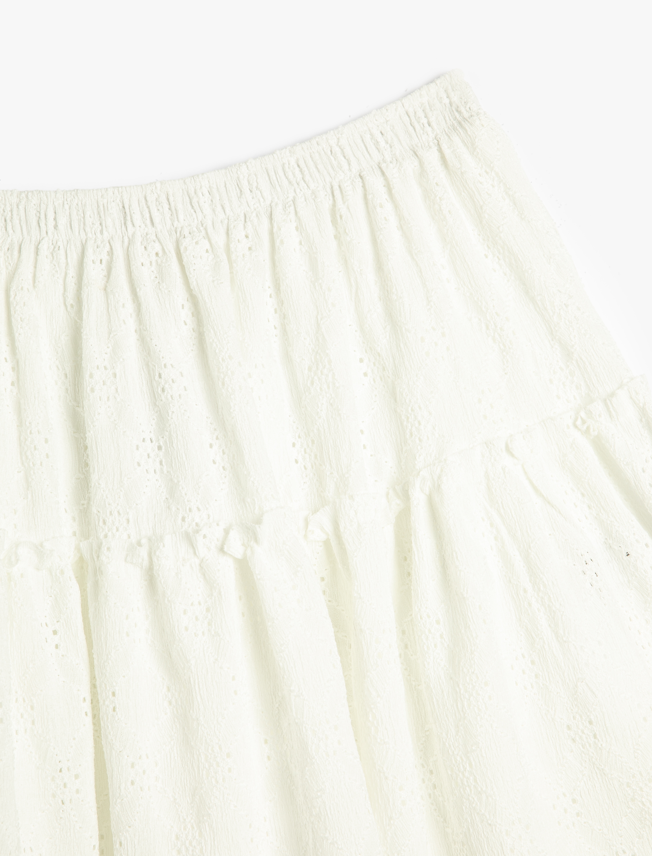   Katlı Mini Etek Beli Lastikli