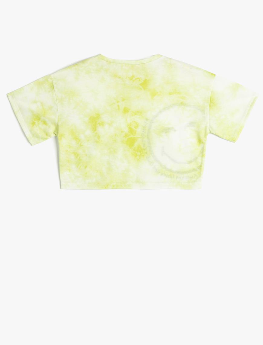  Kız Çocuk Oversize SmileyWorld® Tişört Lisanslı Batik Desenli