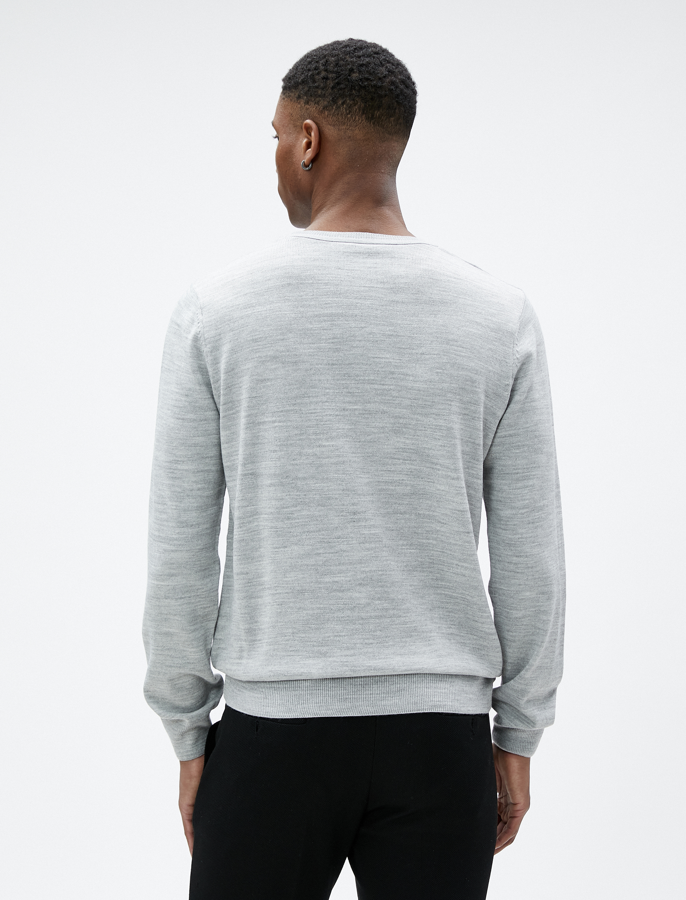   Basic Triko Kazak Bisiklet Yaka Dar Kesim Uzun Kollu