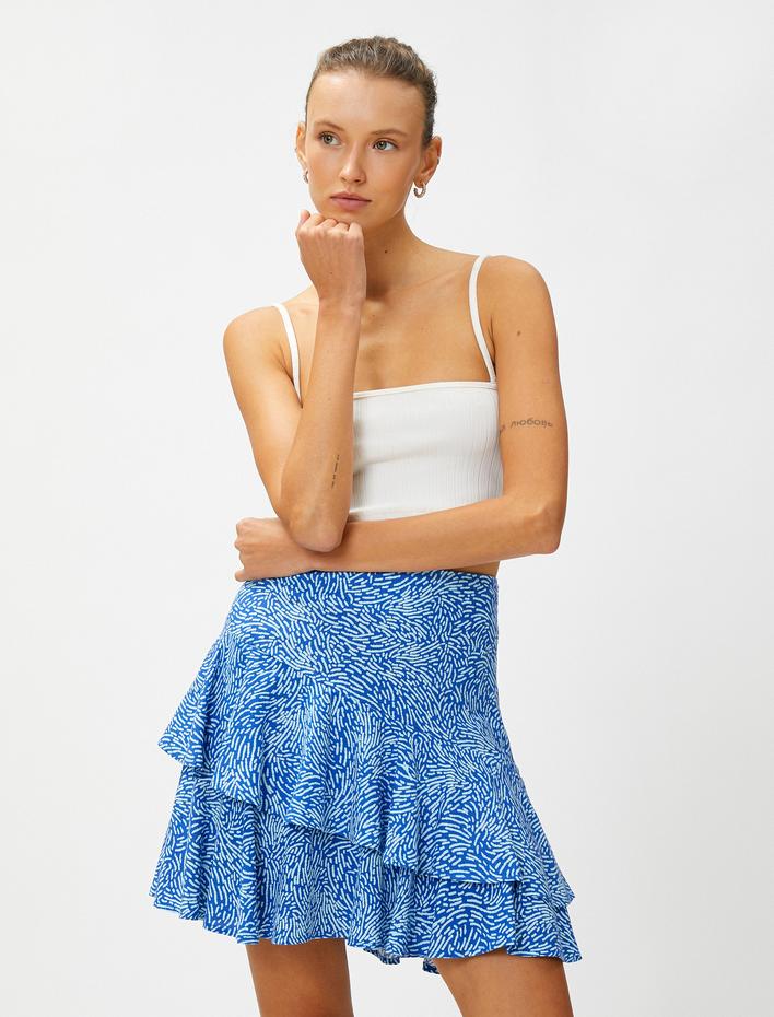  Katlı Mini Etek Keten Karışımlı