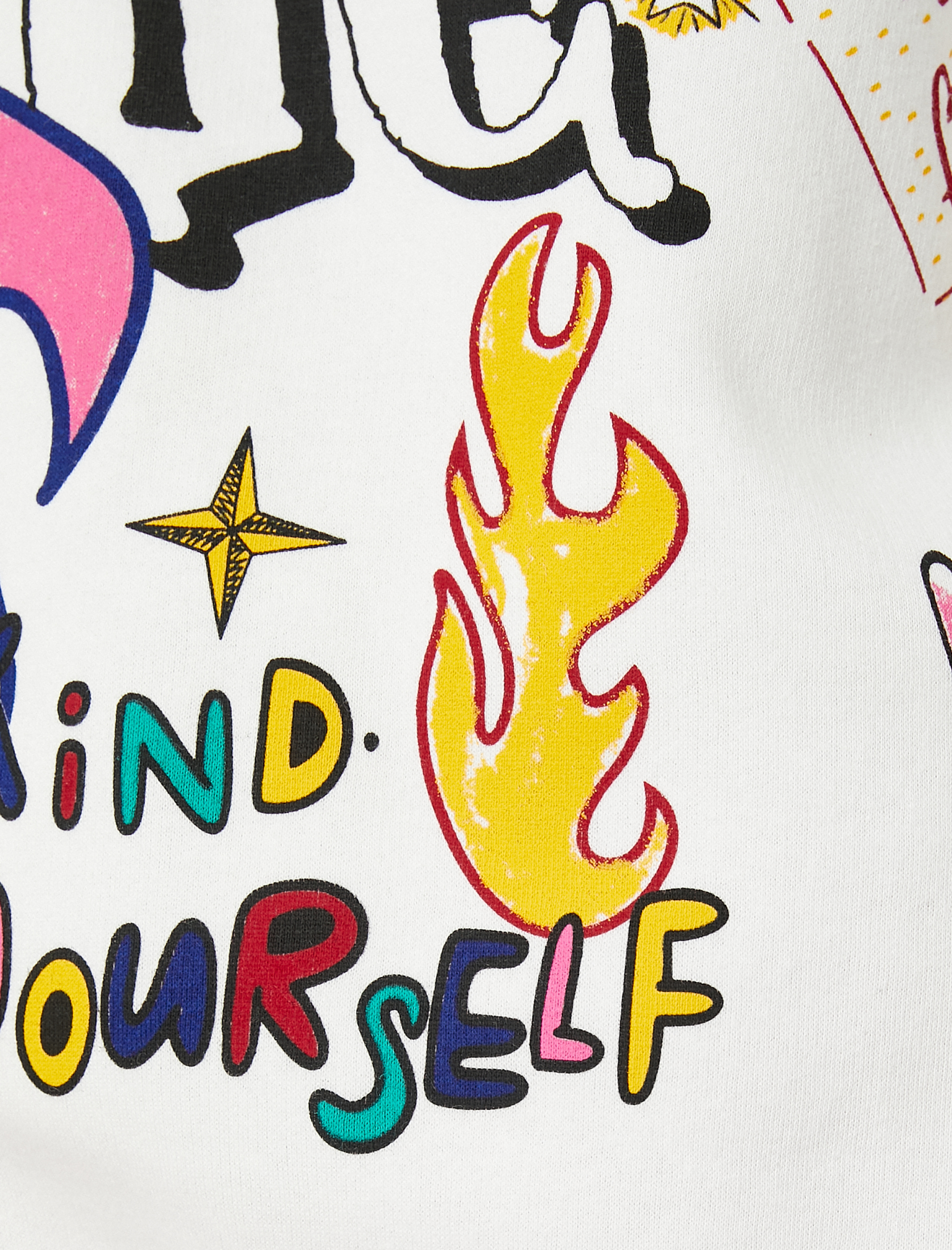   Şardonlu Kapüşonlu Sweatshirt Grafiti Baskılı Uzun Kollu Ribanalı