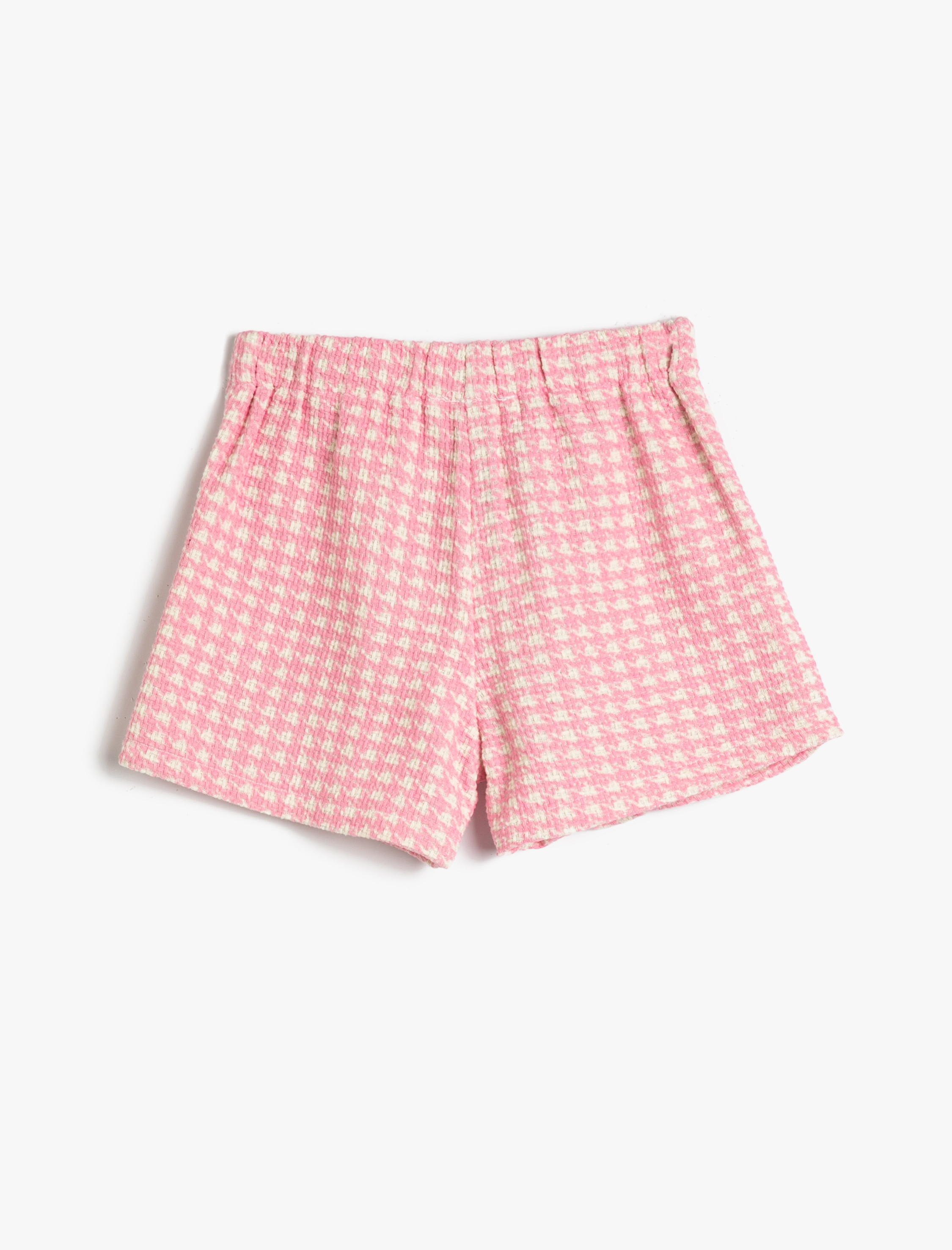  Kız Çocuk Tüvit Şort Kazayağı Desenli Süs Düğme Detaylı