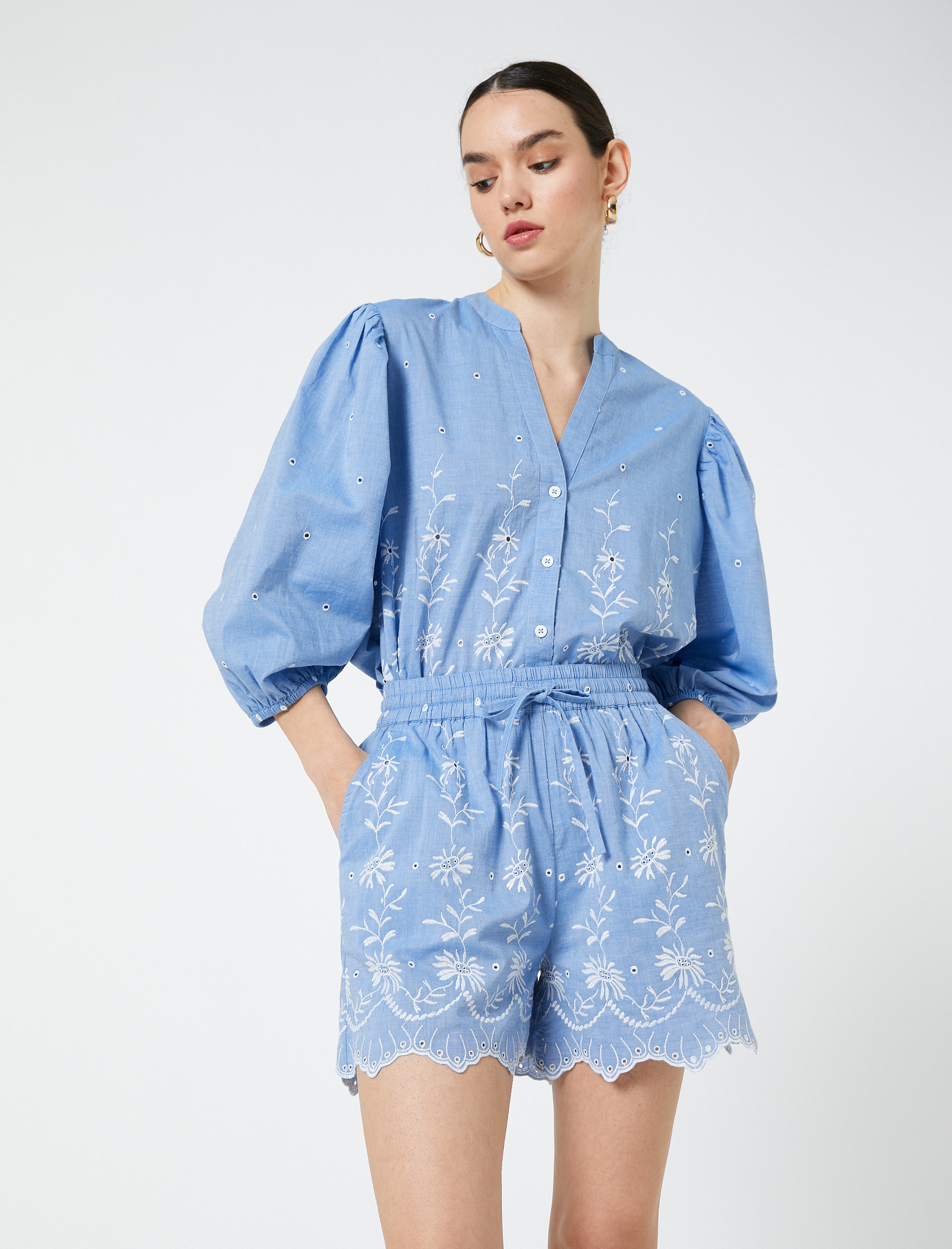   Fisto Şort Beli Bağlamalı Pamuklu