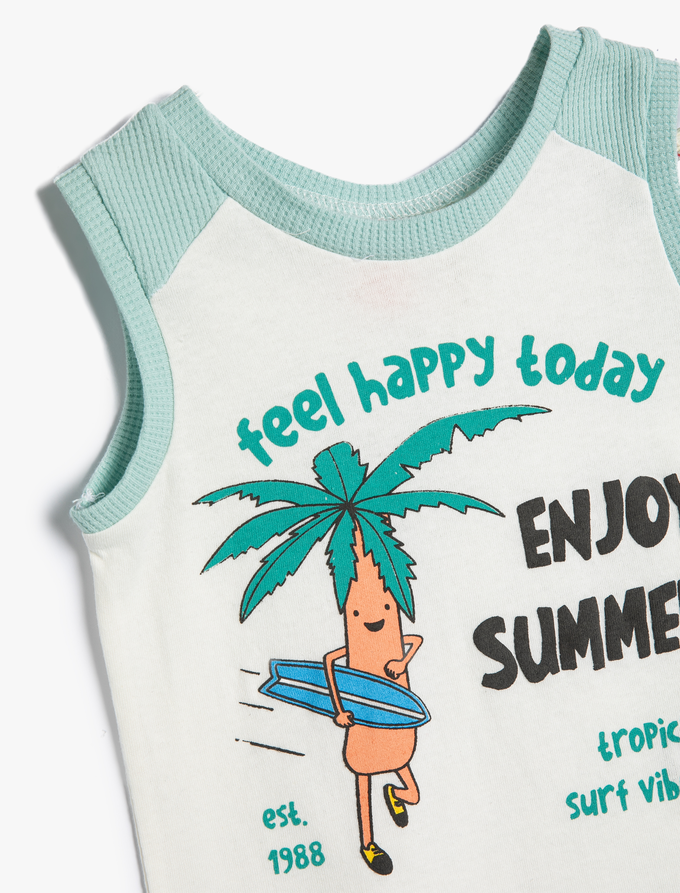  Erkek Bebek Atlet Pamuklu Baskılı Yuvarlak Yaka