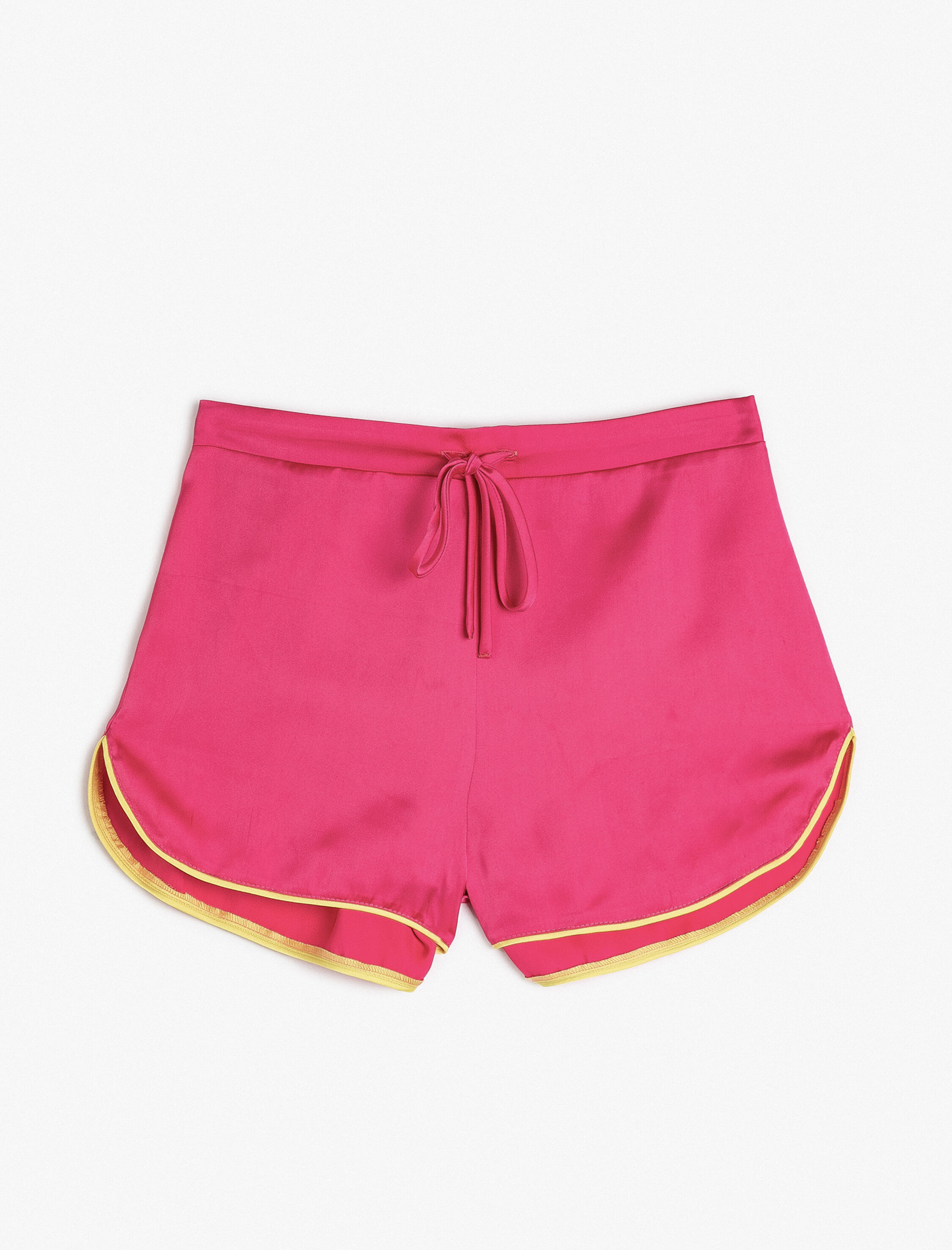   Saten Pijama Altı Şort Beli Bağcıklı Biye Detaylı