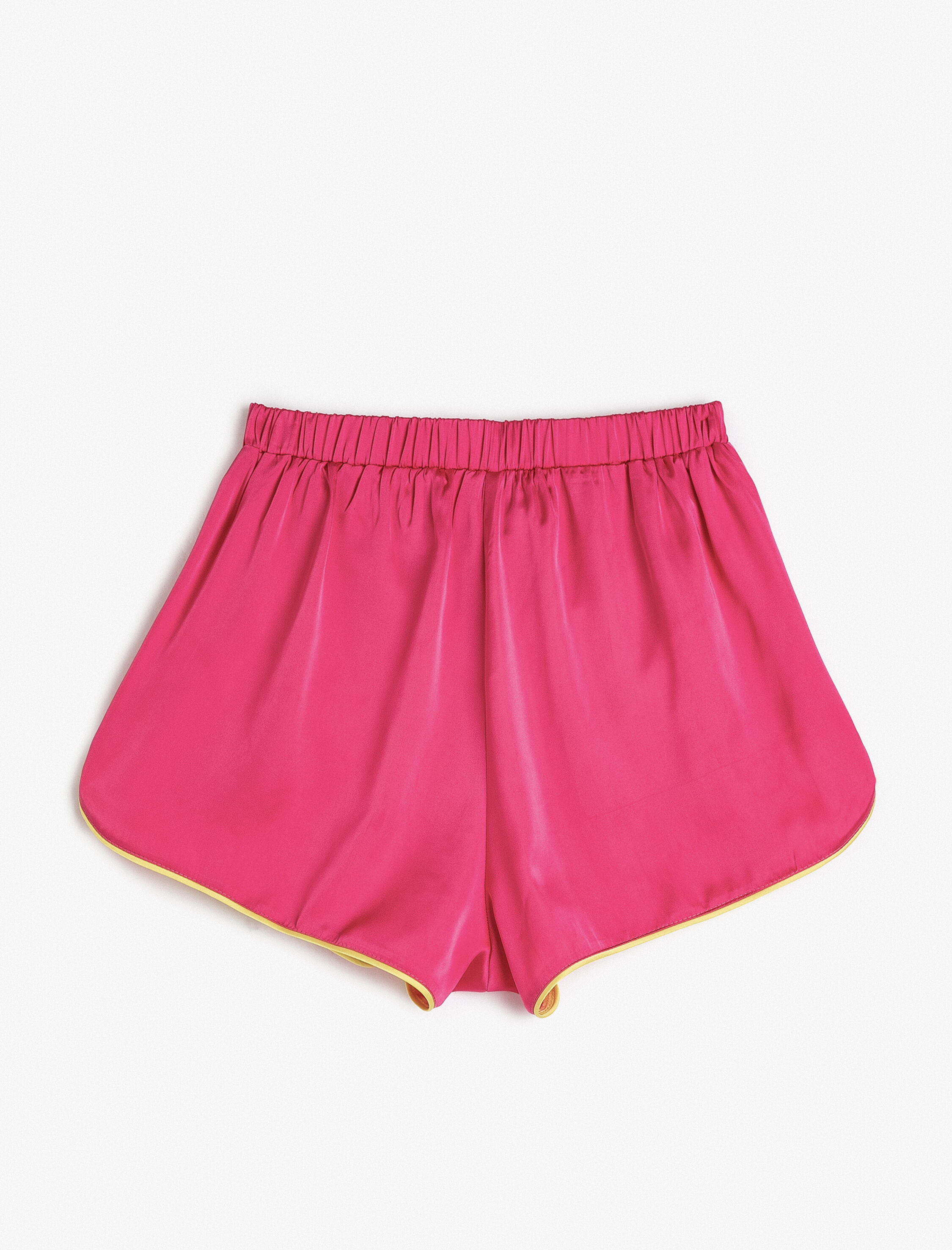   Saten Pijama Altı Şort Beli Bağcıklı Biye Detaylı