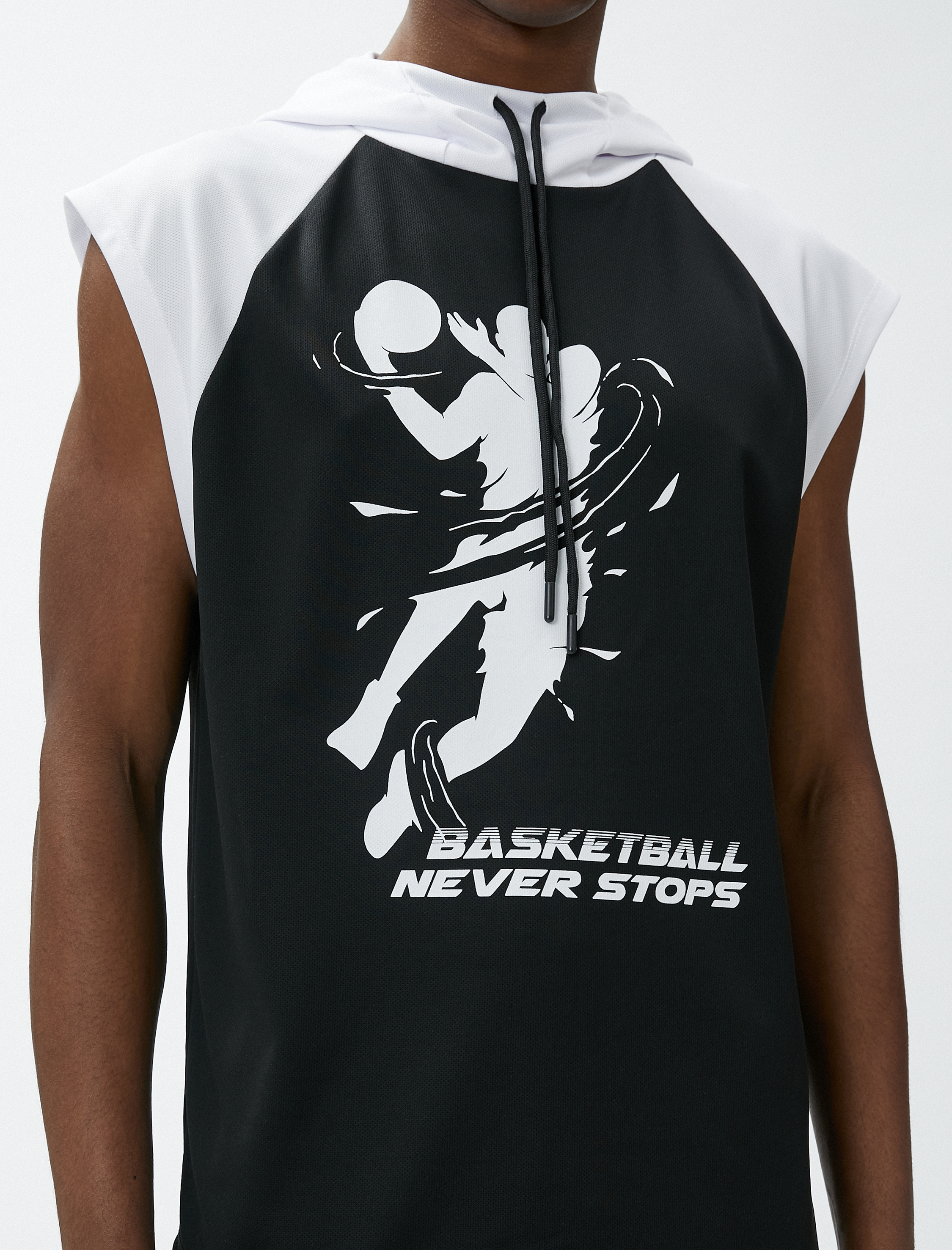   Spor Tişört Kapşonlu Kolsuz Basketbol Baskılı