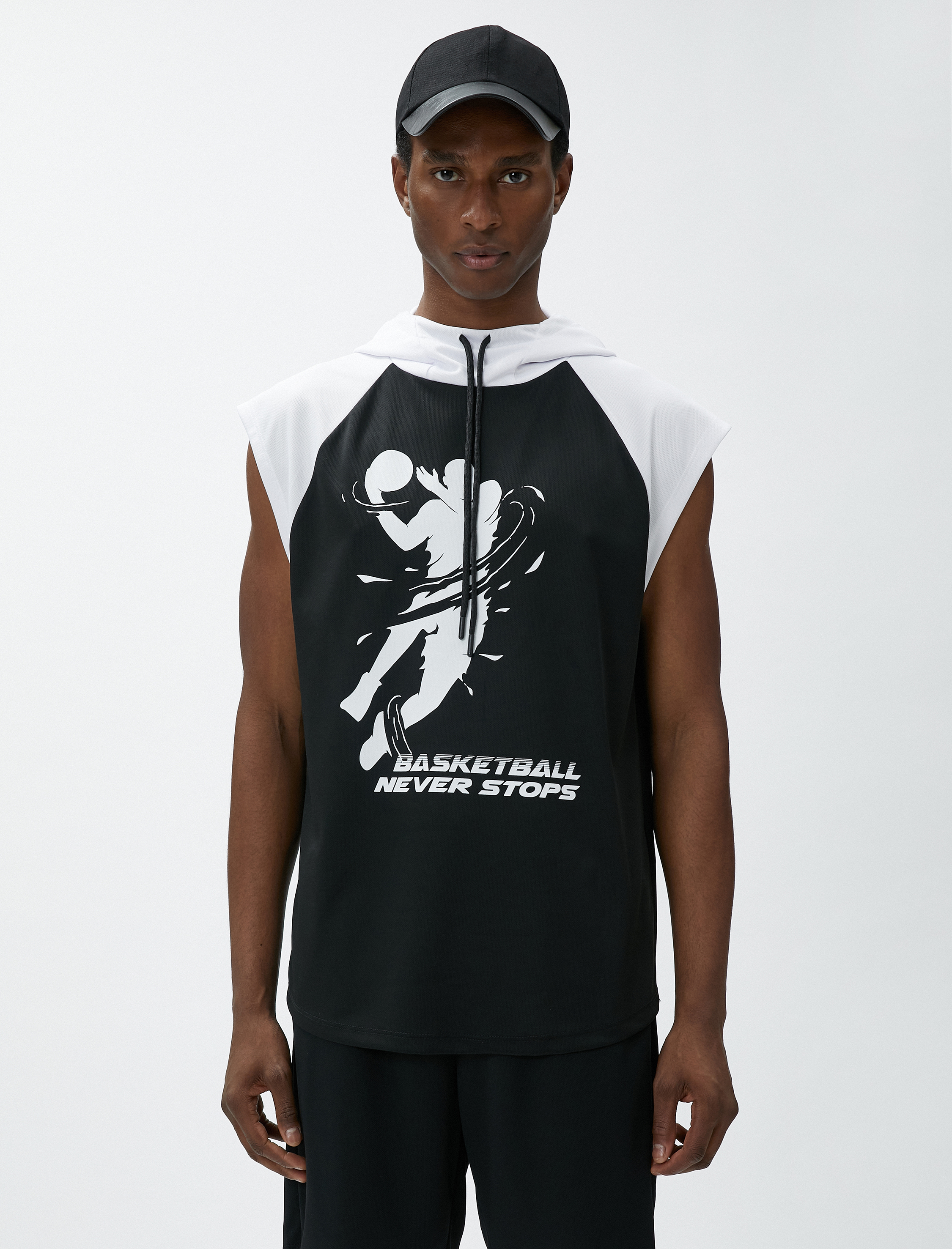   Spor Tişört Kapşonlu Kolsuz Basketbol Baskılı