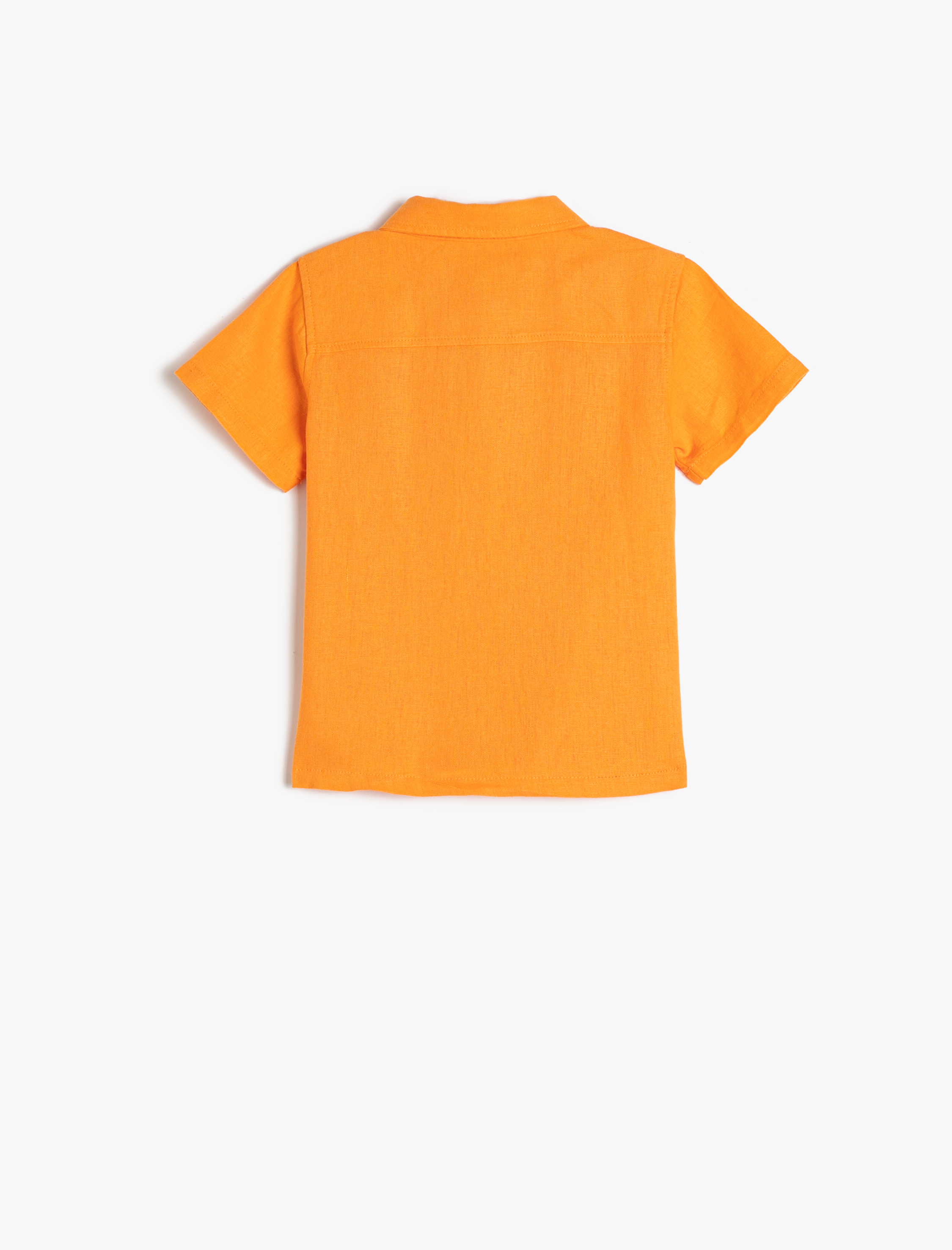  Erkek Bebek Gömlek Keten Karışımlı Kısa Kollu Tek Cep Detaylı