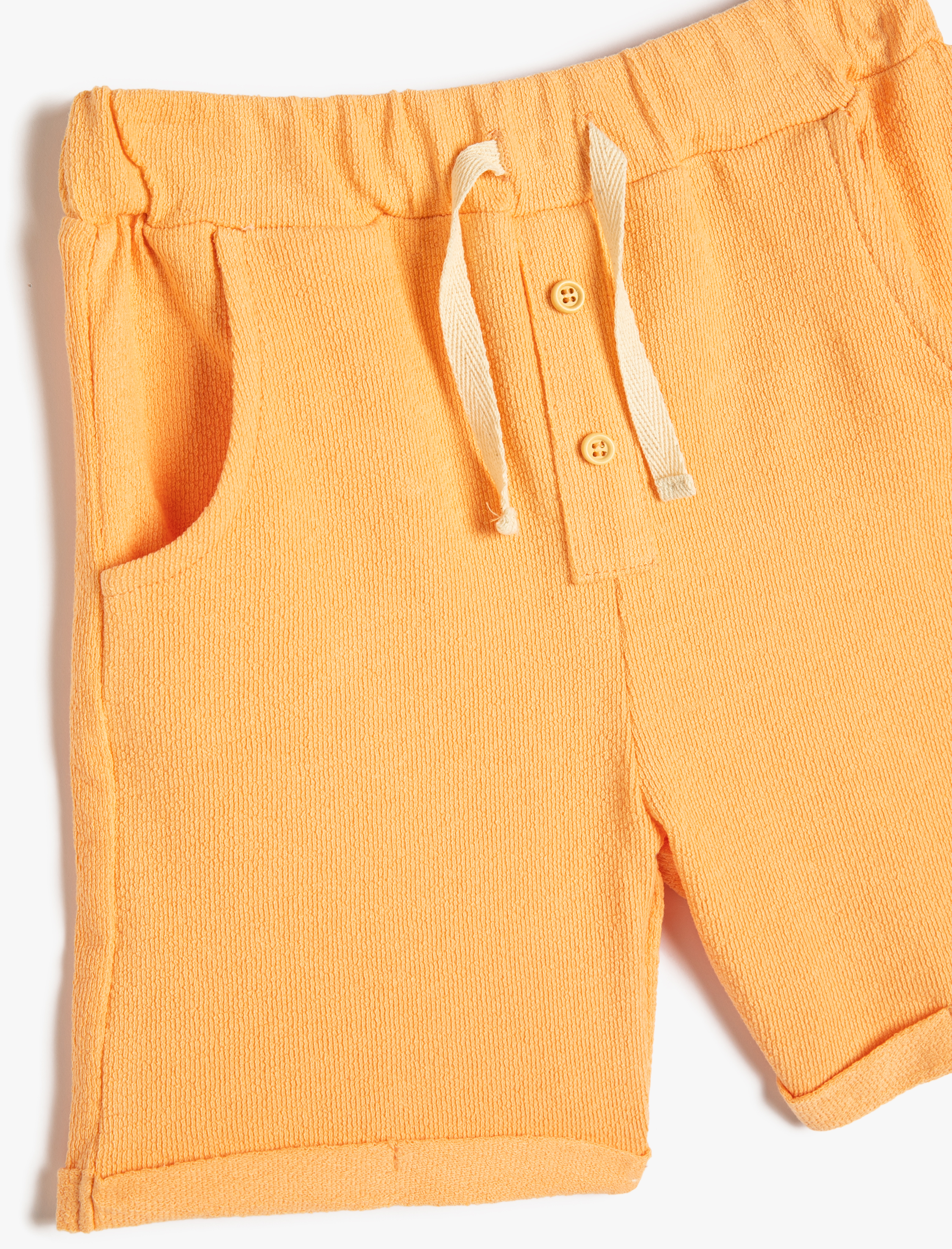  Erkek Bebek Şort Basic Düğmeli Beli Bağlamalı Cepli Pamuklu