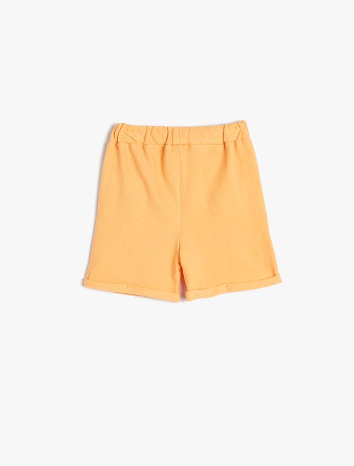 Erkek Bebek Şort Basic Düğmeli Beli Bağlamalı Cepli Pamuklu