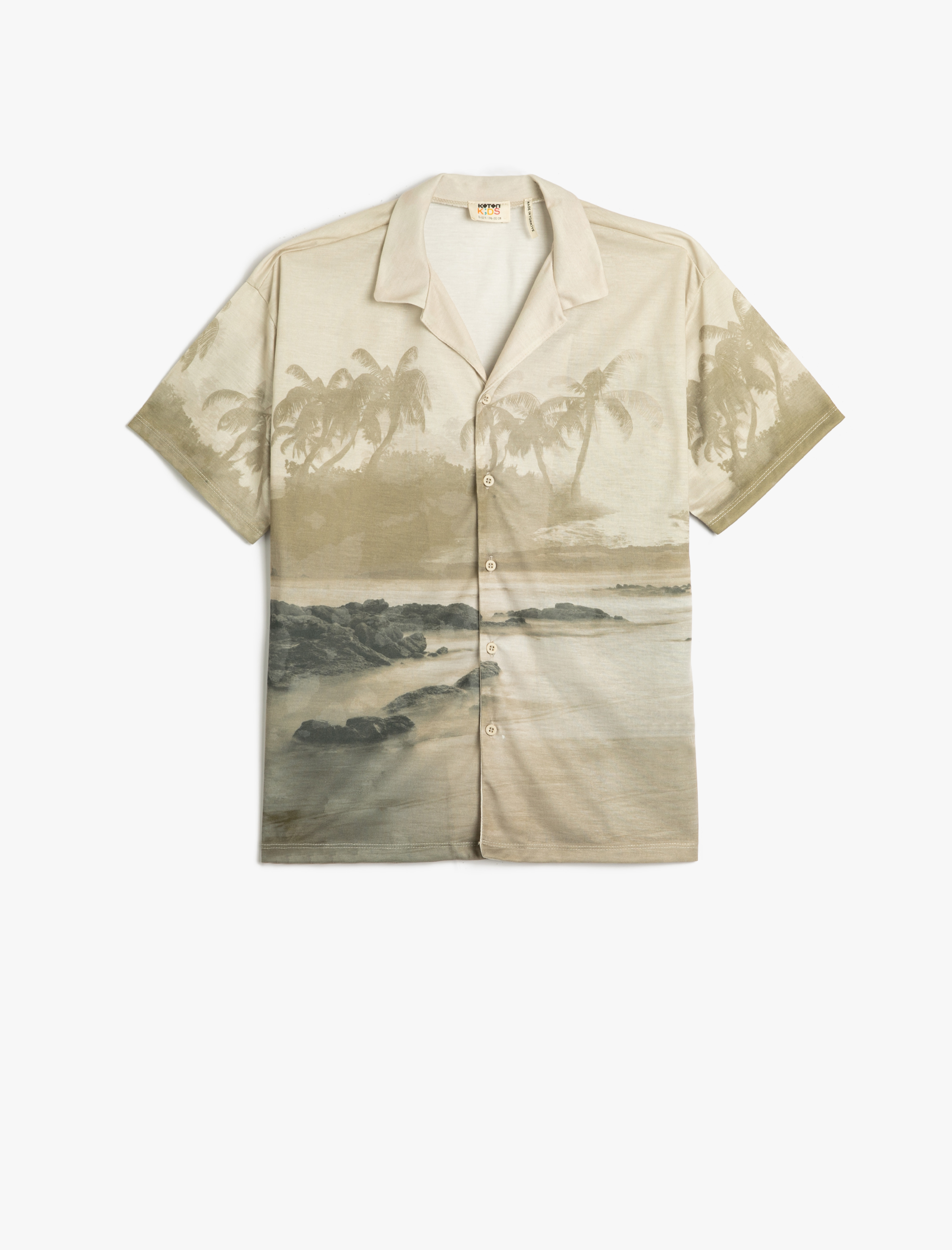  Erkek Çocuk Oversize Gömlek Kısa Kollu Manzara Baskılı