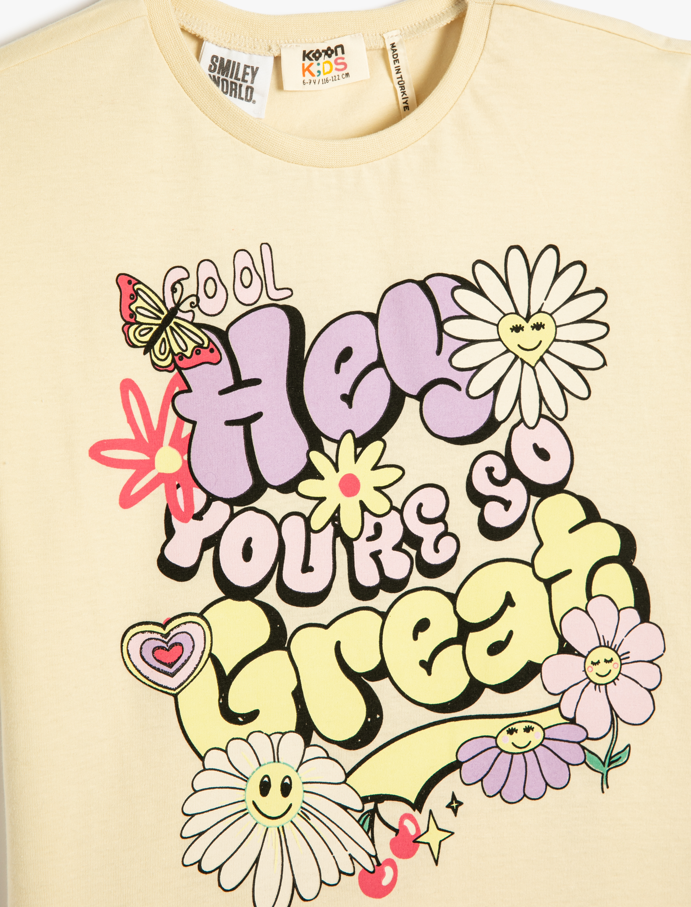  Kız Çocuk Crop Tişört Çiçekli Kısa Kollu Bisiklet Yaka Pamuklu