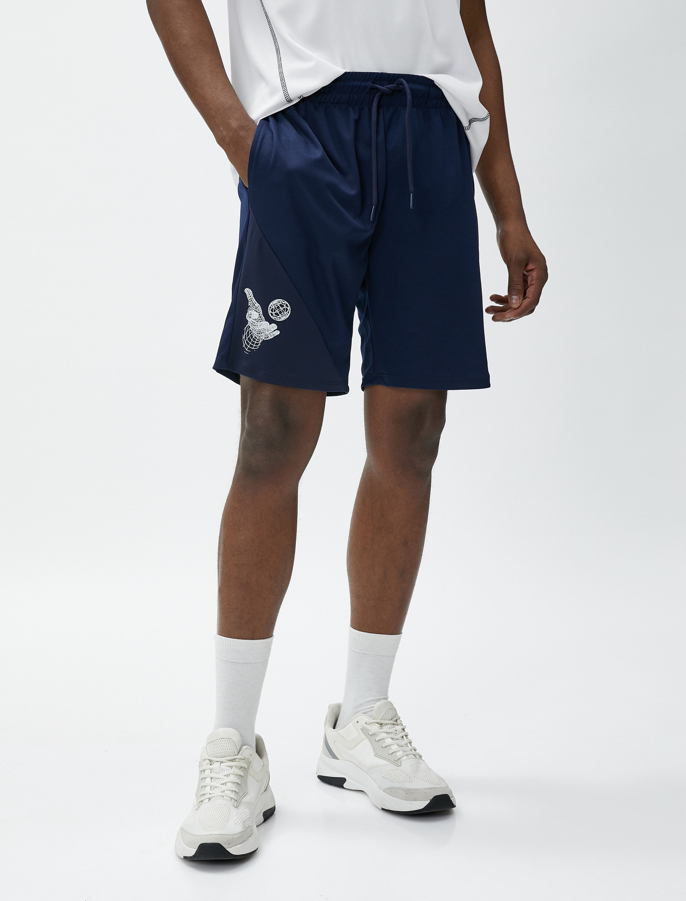   Basketbol Şortu Baskılı Beli Bağcıklı Cep Detaylı