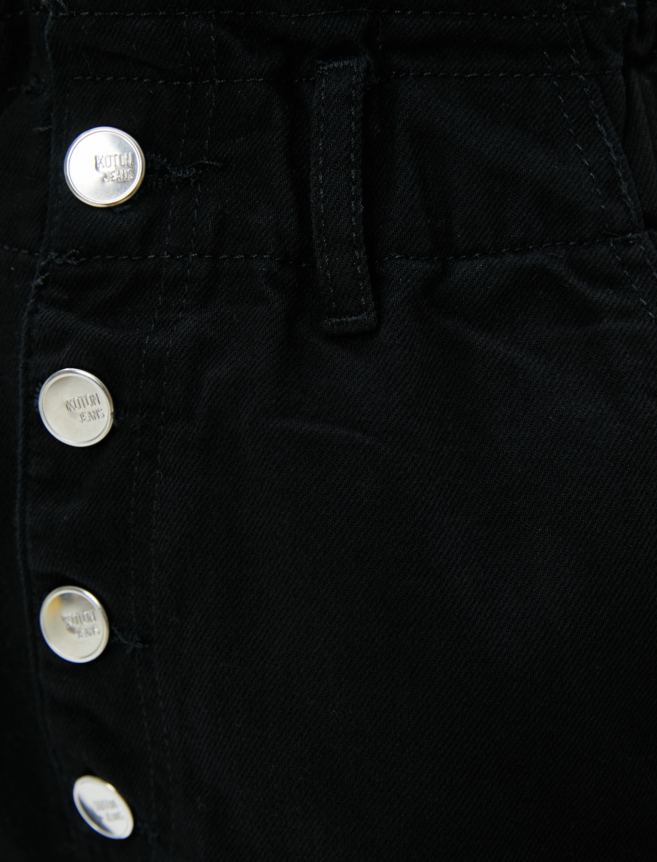   Yüksek Bel Kot Şort Cepli Lastikli Düğmeli