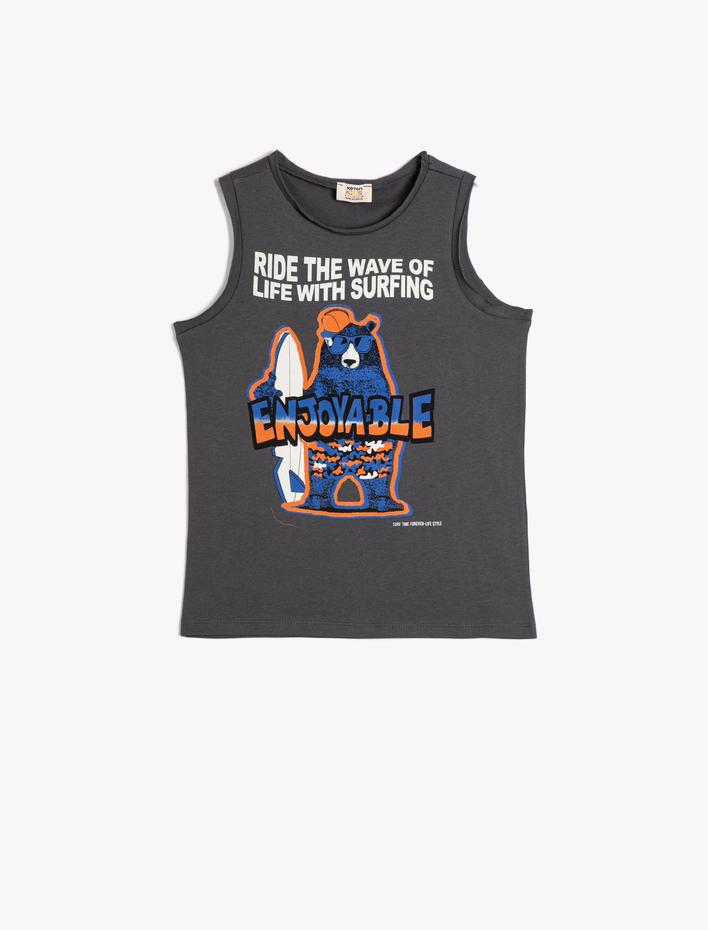 Erkek Çocuk Atlet Baskılı Kolsuz Bisiklet Yaka Pamuklu