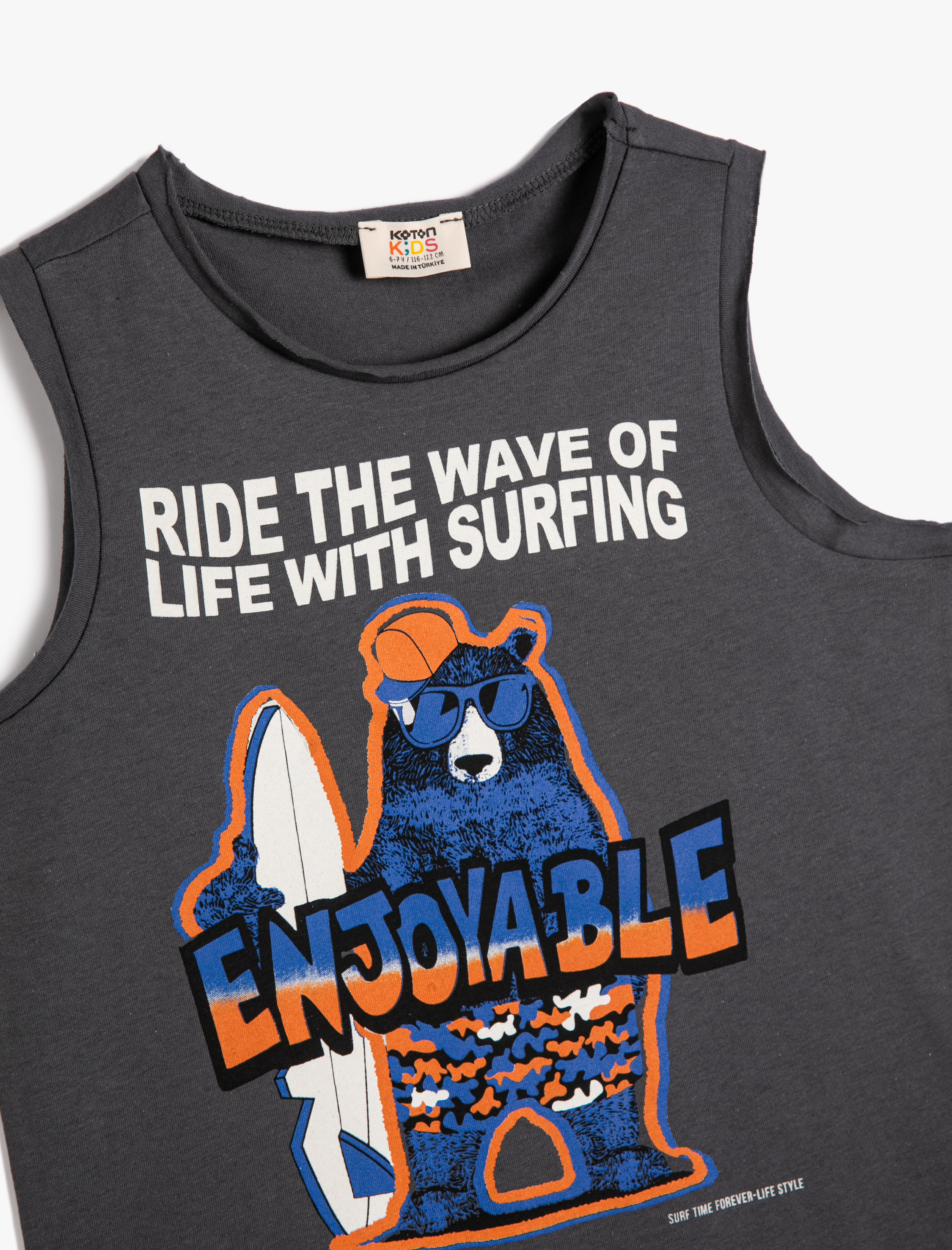  Erkek Çocuk Atlet Baskılı Kolsuz Bisiklet Yaka Pamuklu