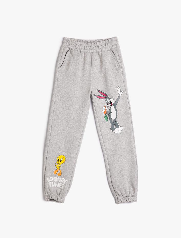 Kız Çocuk Bugs Bunny ve Tweety Jogger Eşofman Altı Şardonlu Cepli