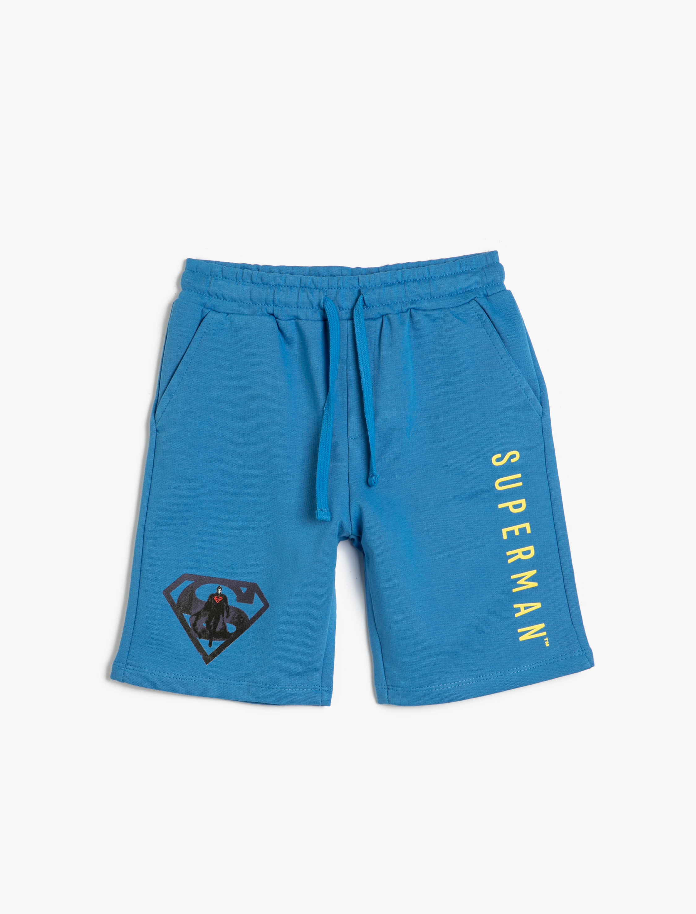  Erkek Çocuk Superman Şort Beli Bağlamalı Cepli Lisanslı Pamuklu