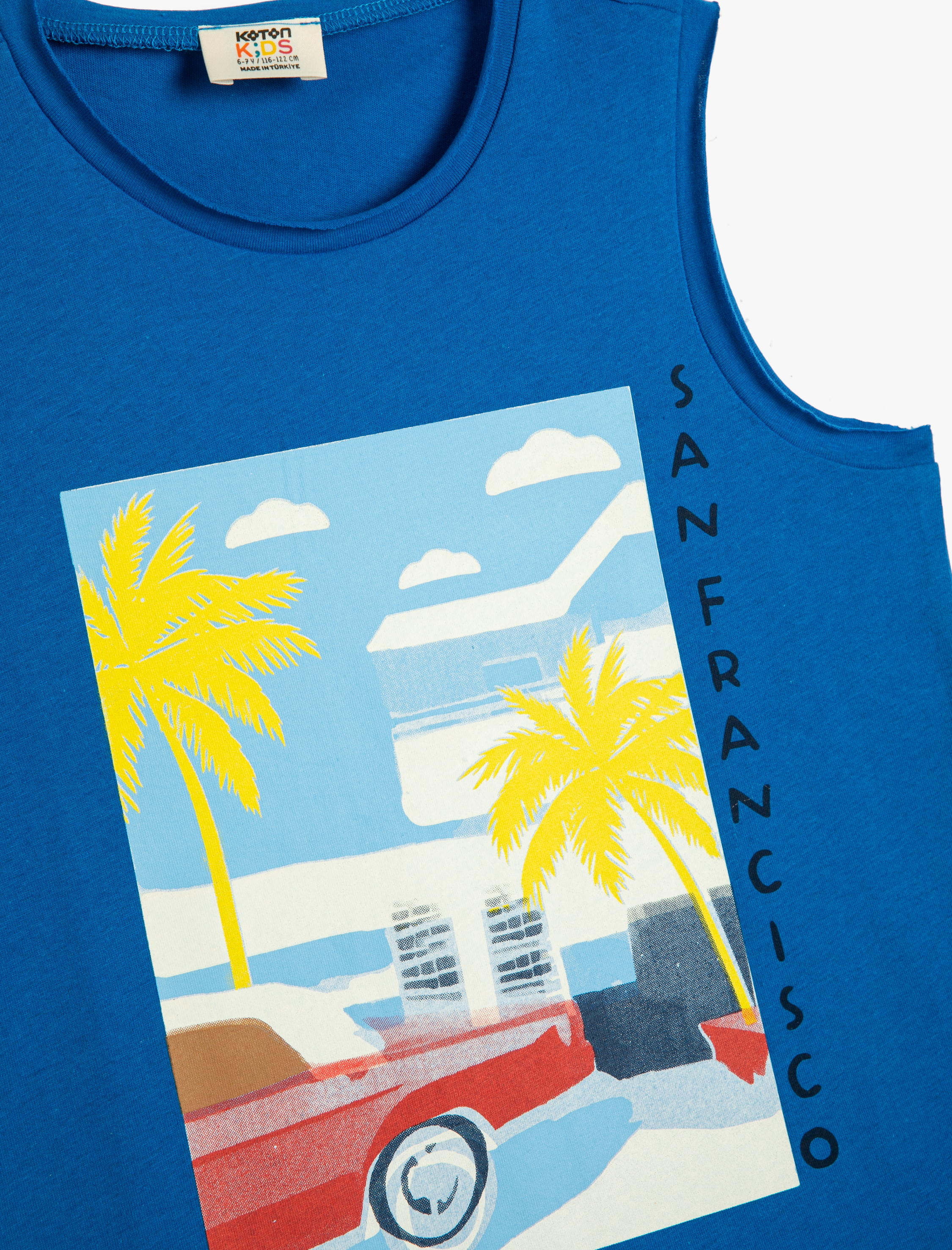  Erkek Çocuk Atlet Baskılı Kolsuz Bisiklet Yaka Pamuklu