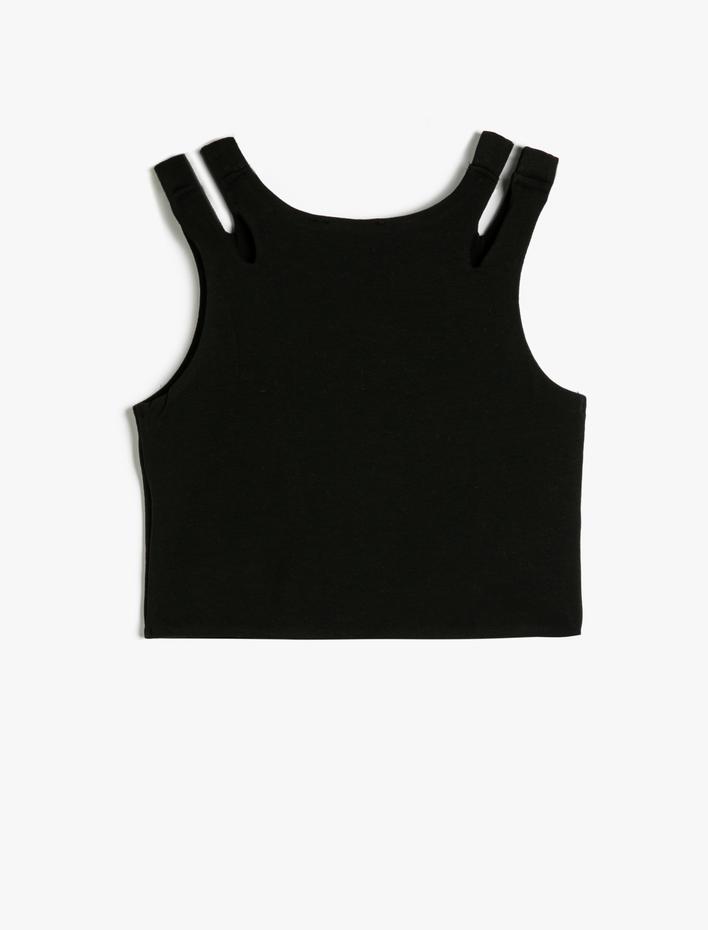 Kız Çocuk Atlet Crop Askılı Pencere Detaylı Bisiklet Yaka