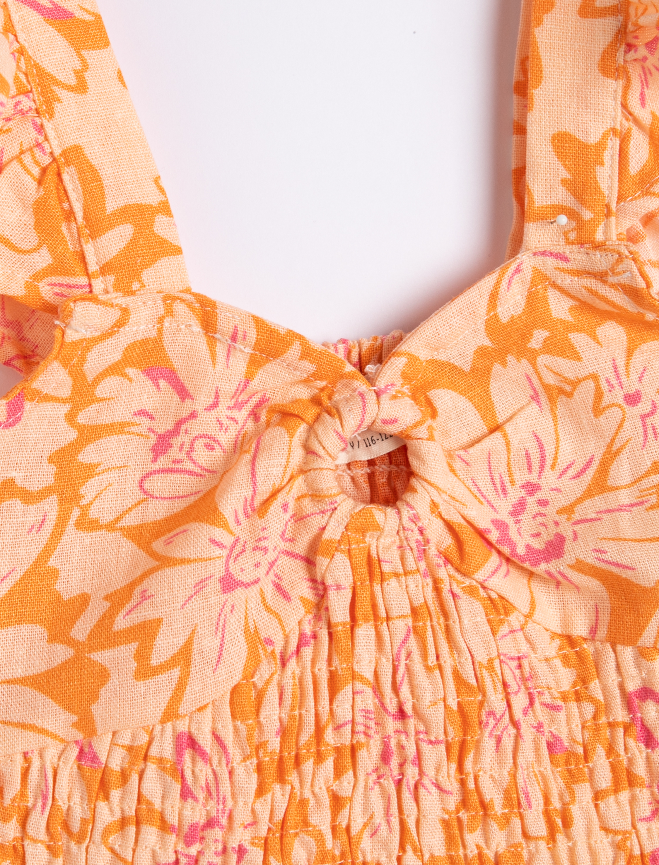  Kız Çocuk Keten Crop Bluz Kolsuz Çiçekli Gipe Detaylı