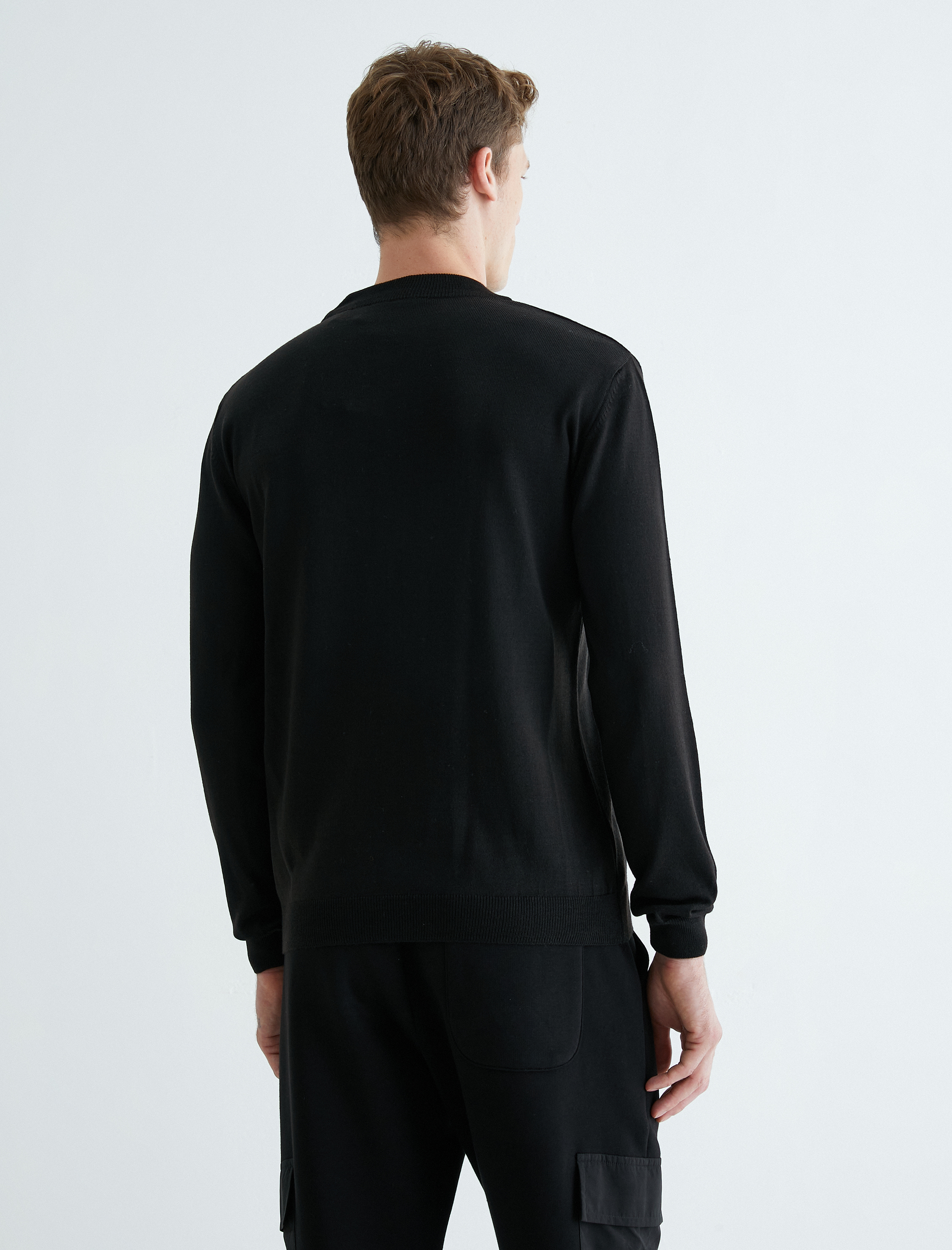   Basic Triko Kazak Yarım Balıkçı Yaka Uzun Kollu