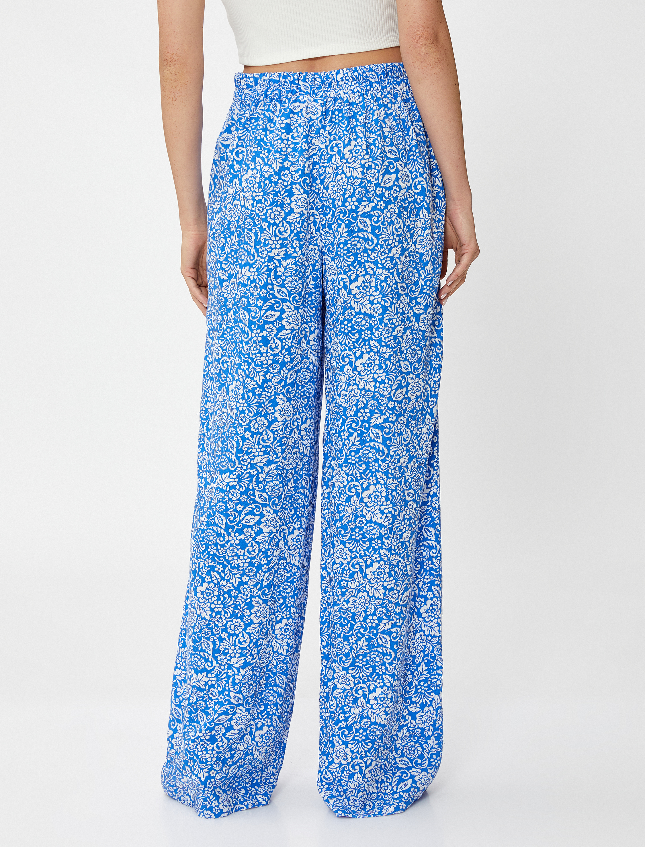   Palazzo Pantolon Çiçekli Beli Lastikli