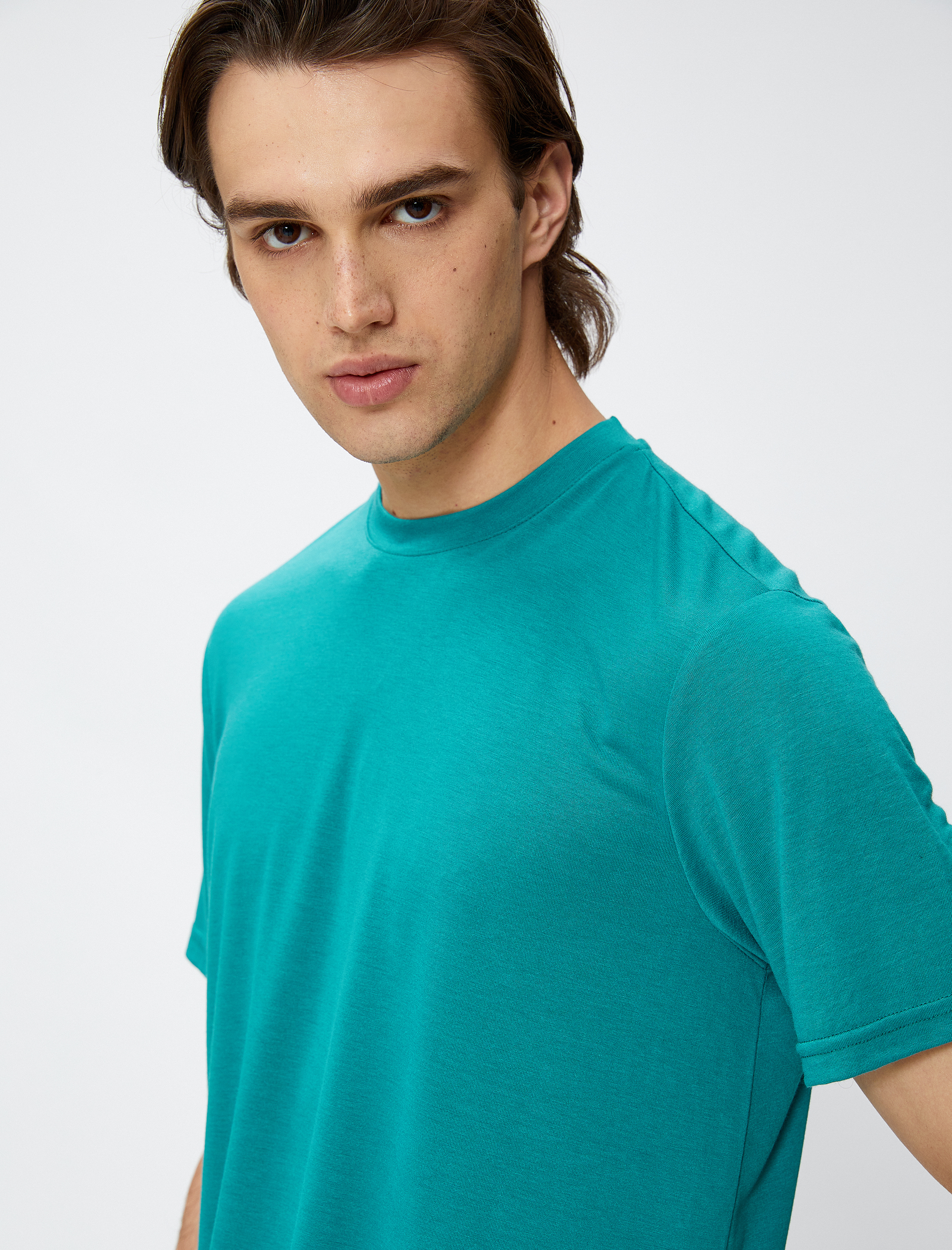   Basic Tişört Bisiklet Yaka Etiket Baskılı