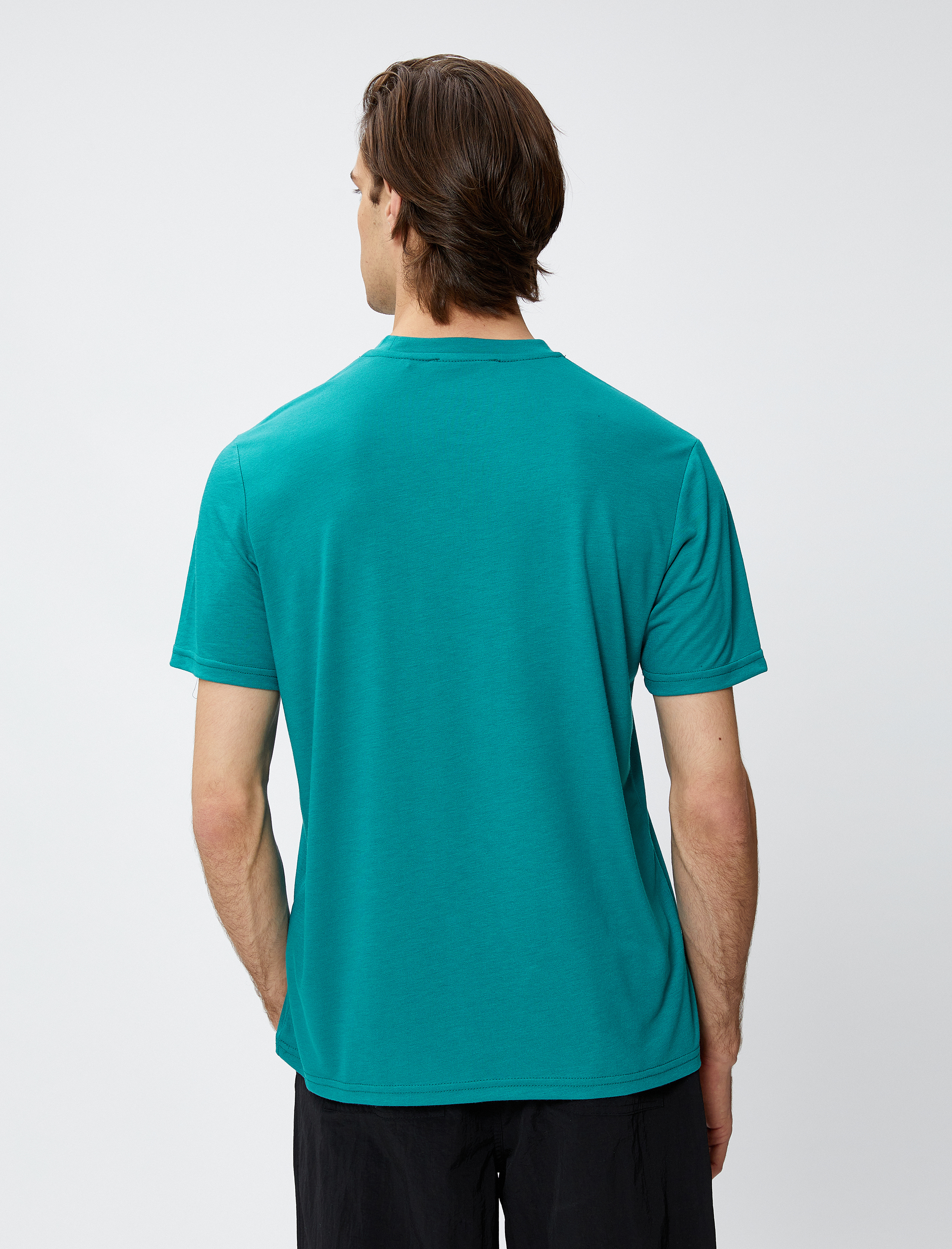   Basic Tişört Bisiklet Yaka Etiket Baskılı