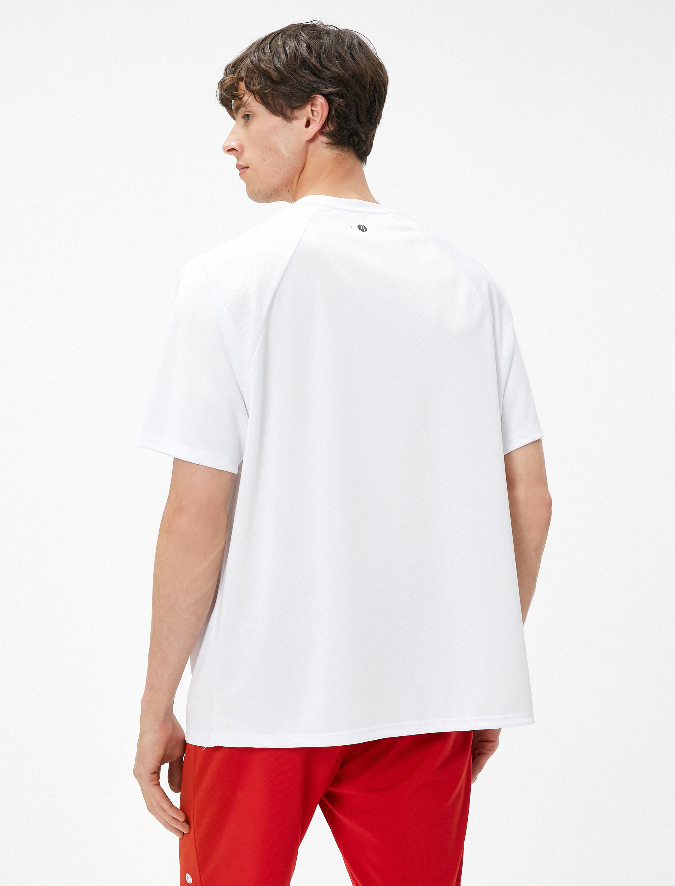   Oversize Spor Tişört Kolej Baskılı Yarım Kollu