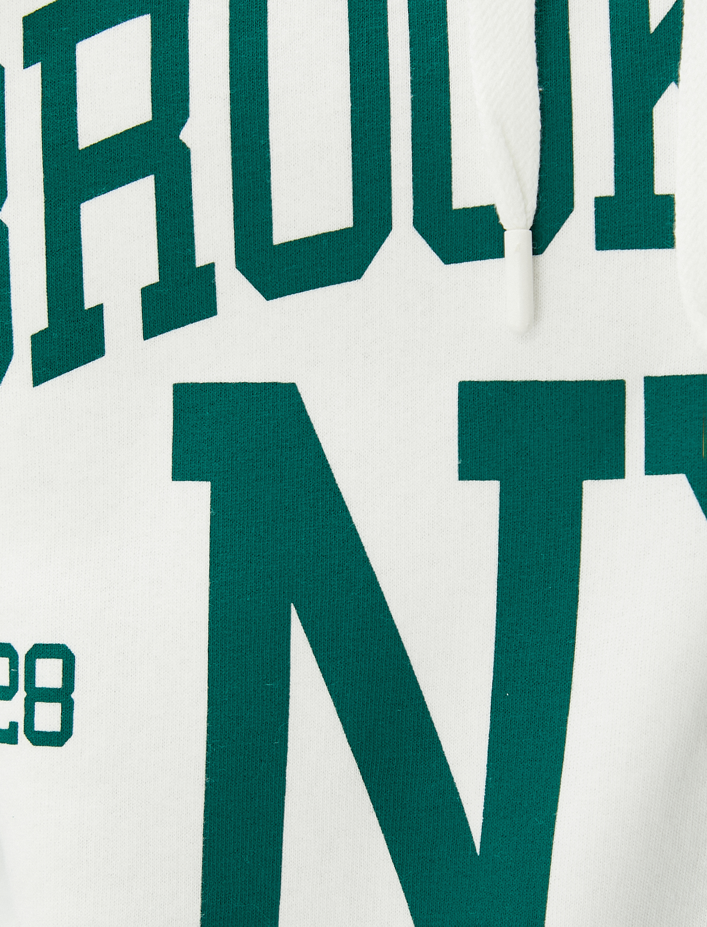   Şardonlu Kapüşonlu Sweatshirt Kolej Baskılı Uzun Kollu Ribanalı