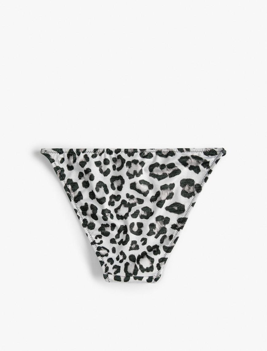   Leopar Desenli Bikini Altı Normal Bel