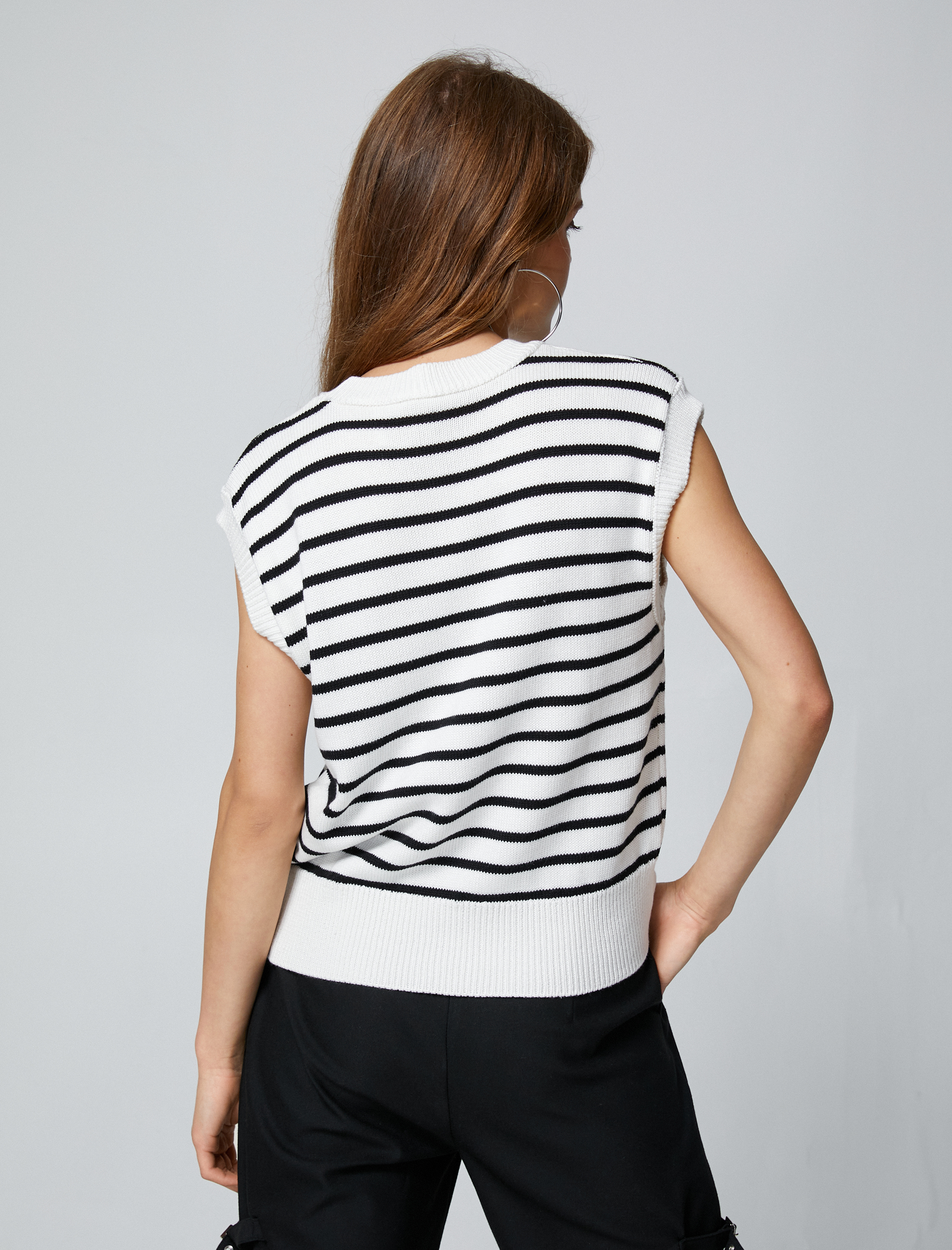   Bisiklet Yaka Süveter Örgü Ribanalı