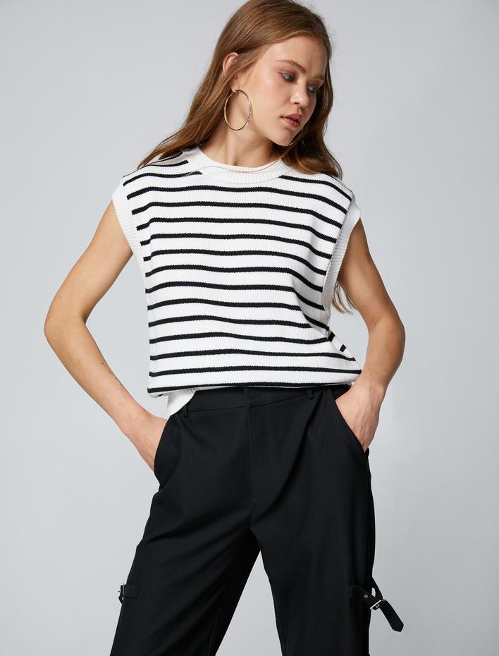  Bisiklet Yaka Süveter Örgü Ribanalı