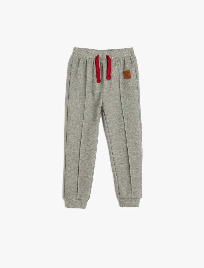Erkek Bebek Basic Jogger Eşofman Altı Beli Bağlamalı Nervür Detaylı
