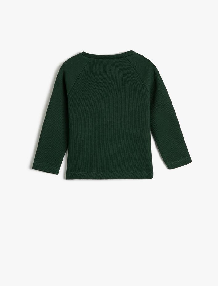 Erkek Bebek Basic Sweatshirt Yakası Düğmeli Bisiklet Yaka Ribanalı Pamuklu