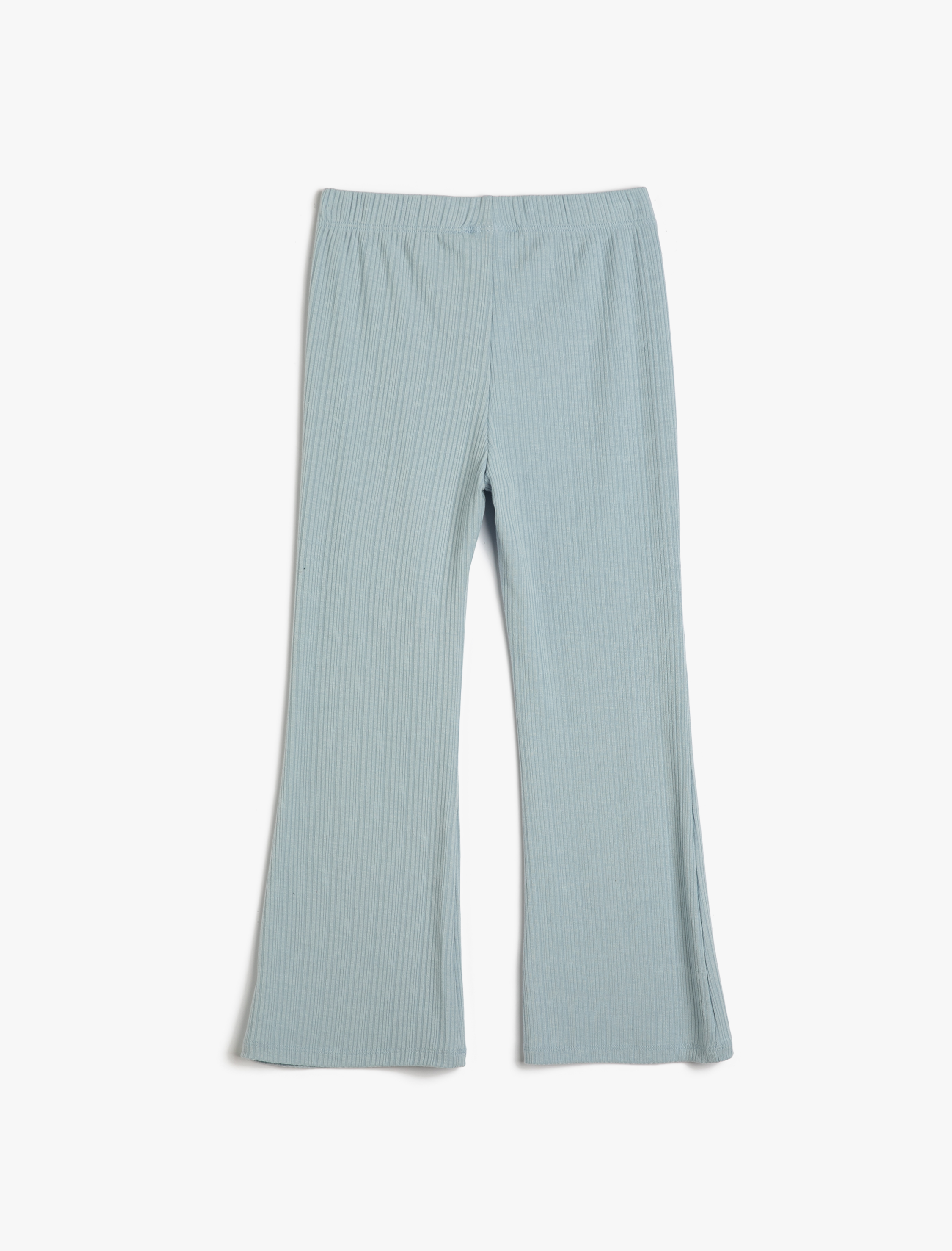  Kız Çocuk İspanyol Paça Tayt Pantolon Rahat Kesim Beli Lastikli Dokulu