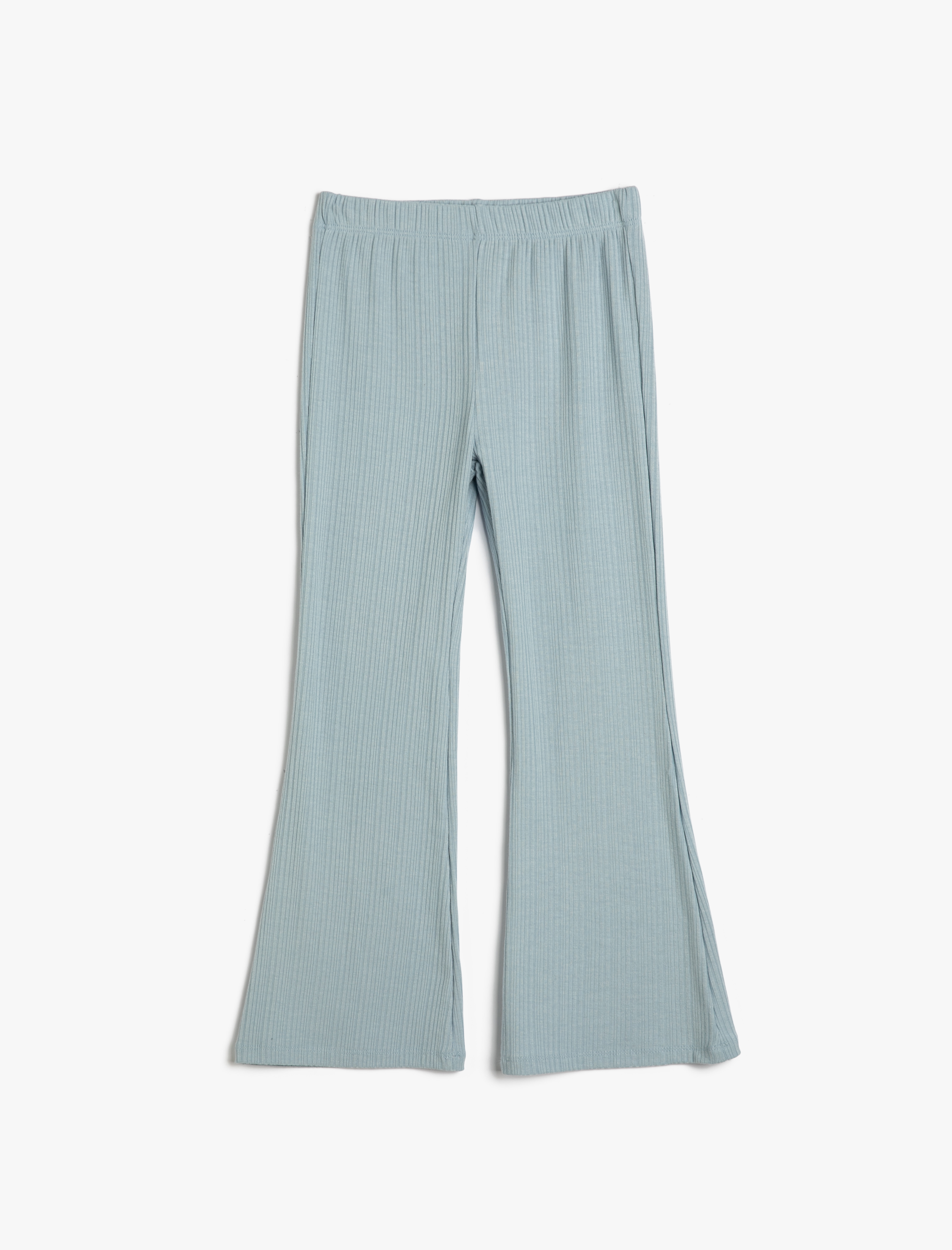  Kız Çocuk İspanyol Paça Tayt Pantolon Rahat Kesim Beli Lastikli Dokulu