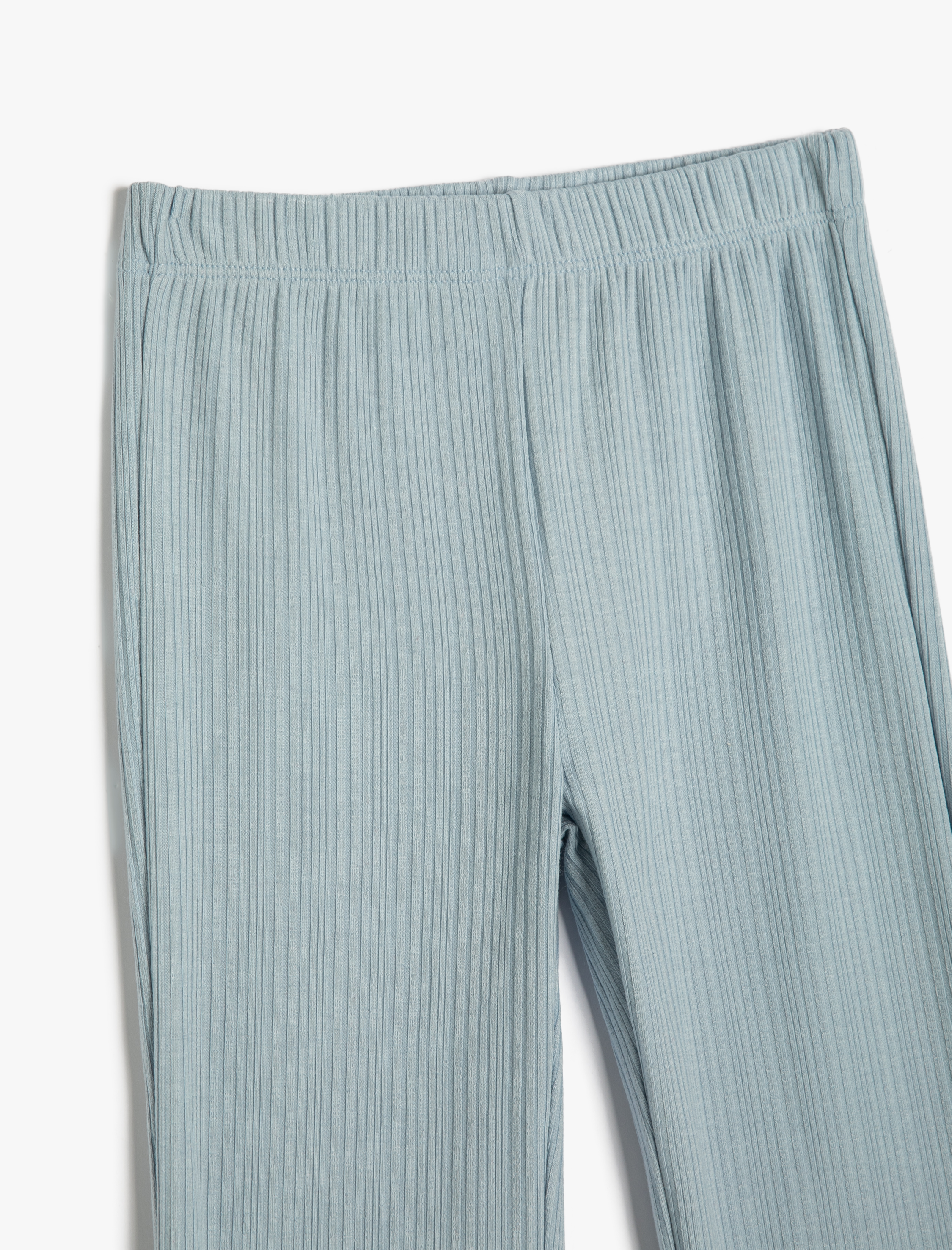  Kız Çocuk İspanyol Paça Tayt Pantolon Rahat Kesim Beli Lastikli Dokulu