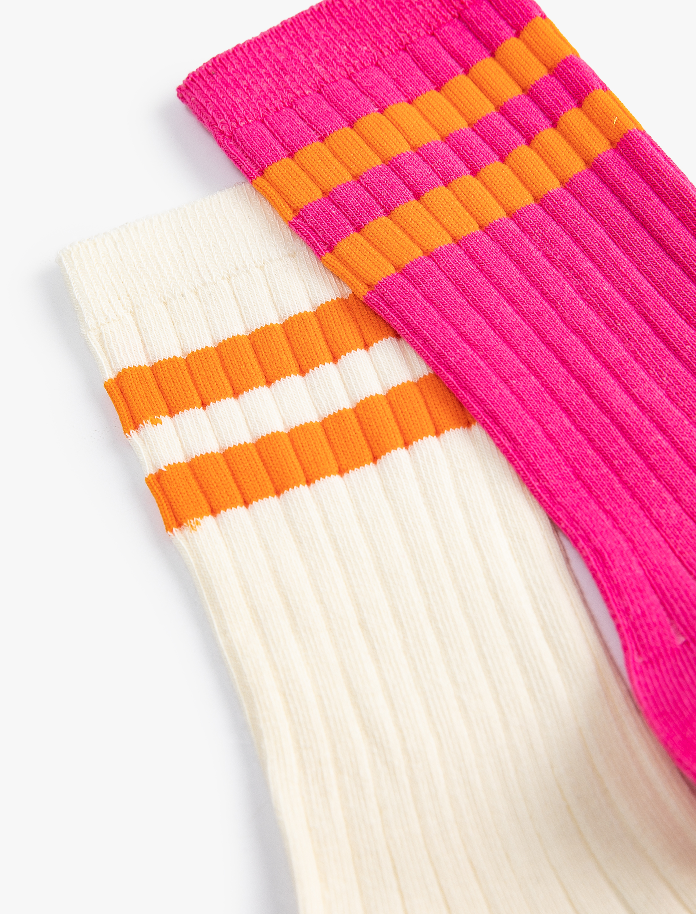  Kadın 2'li Soket Çorap Seti Şerit Detaylı Çok Renkli