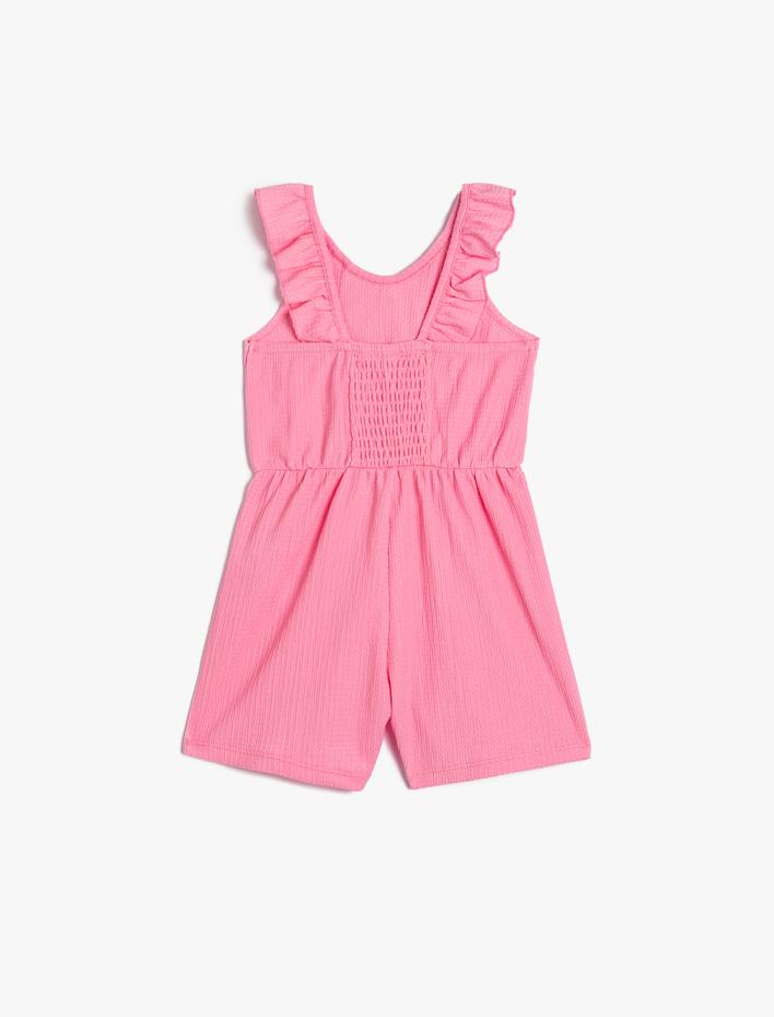 Kız Bebek Tulum Kısa Kolsuz Fırfırlı Dokulu