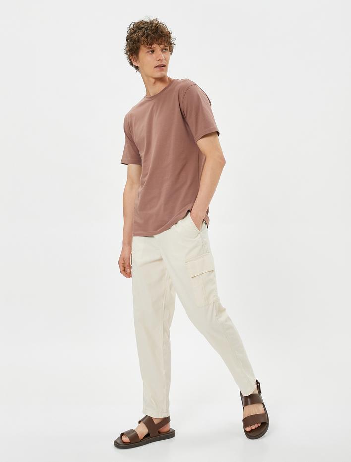  Kargo Pantolon Beli Bağcıklı Cep Detaylı Pamuklu