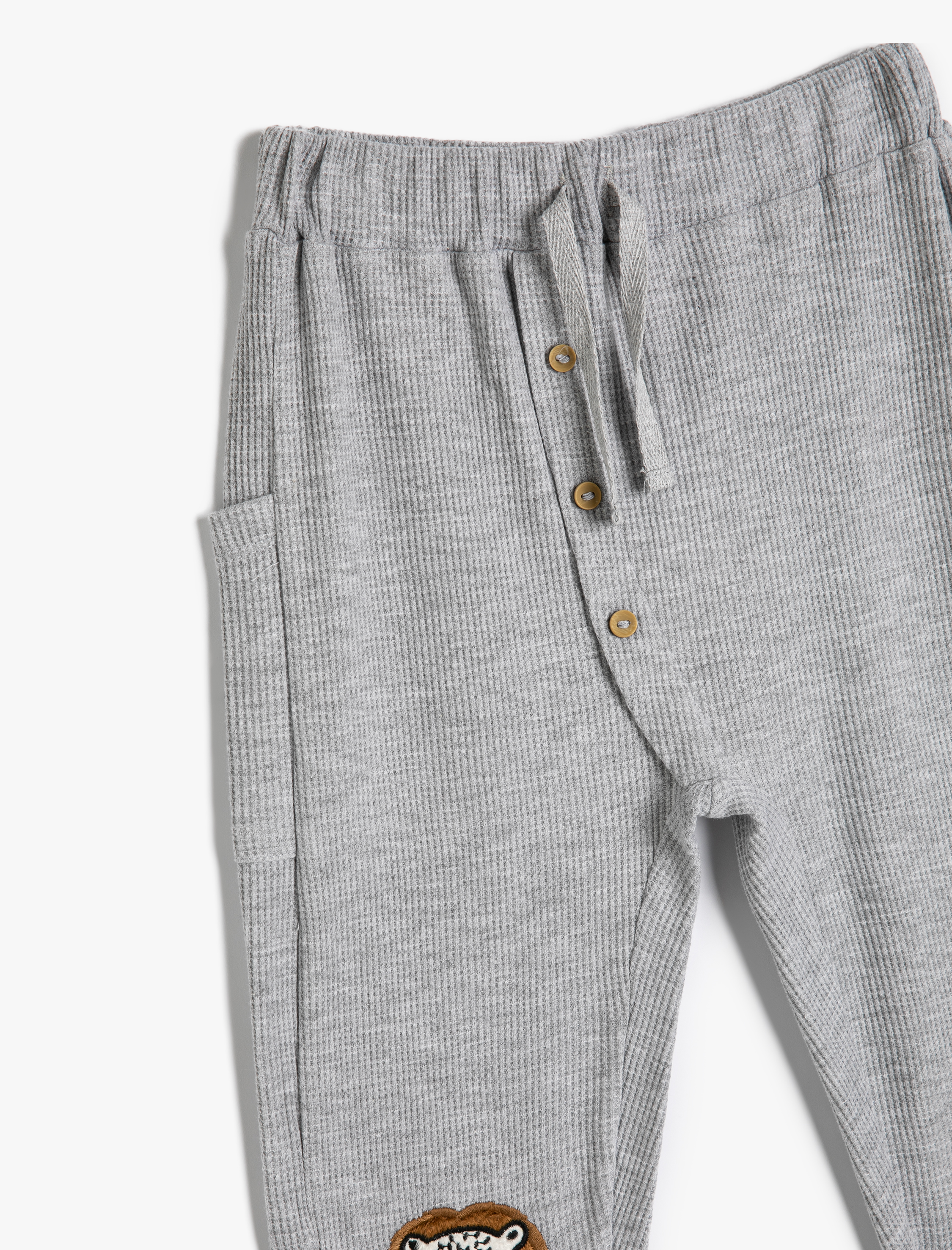  Erkek Bebek Eşofman Altı Beli Bağlamalı Cepli Aslan Aplike Detaylı Pamuklu