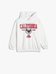 Kapşonlu Sweatshirt Şardonlu California Baskılı