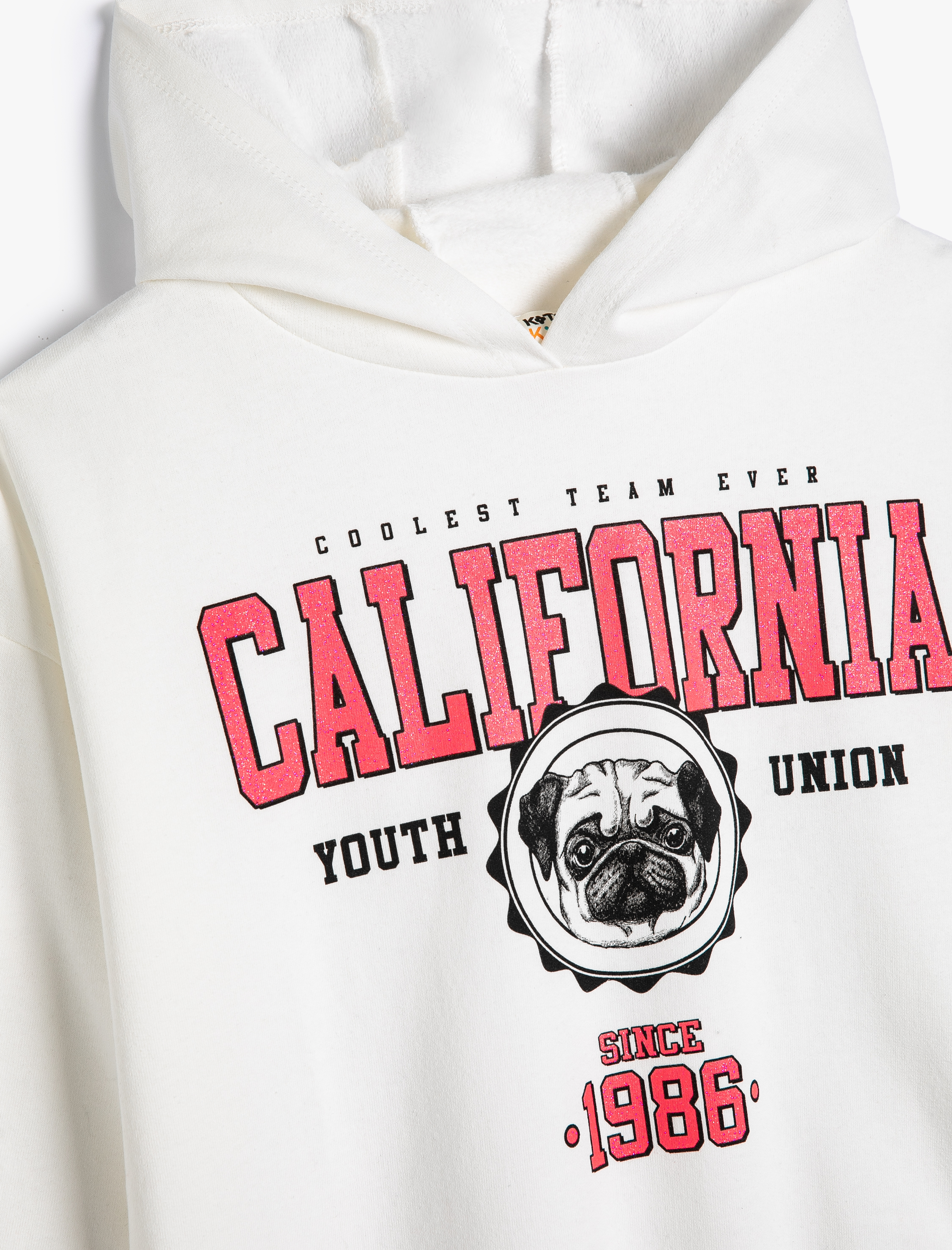  Kız Çocuk Kapşonlu Sweatshirt Şardonlu California Baskılı
